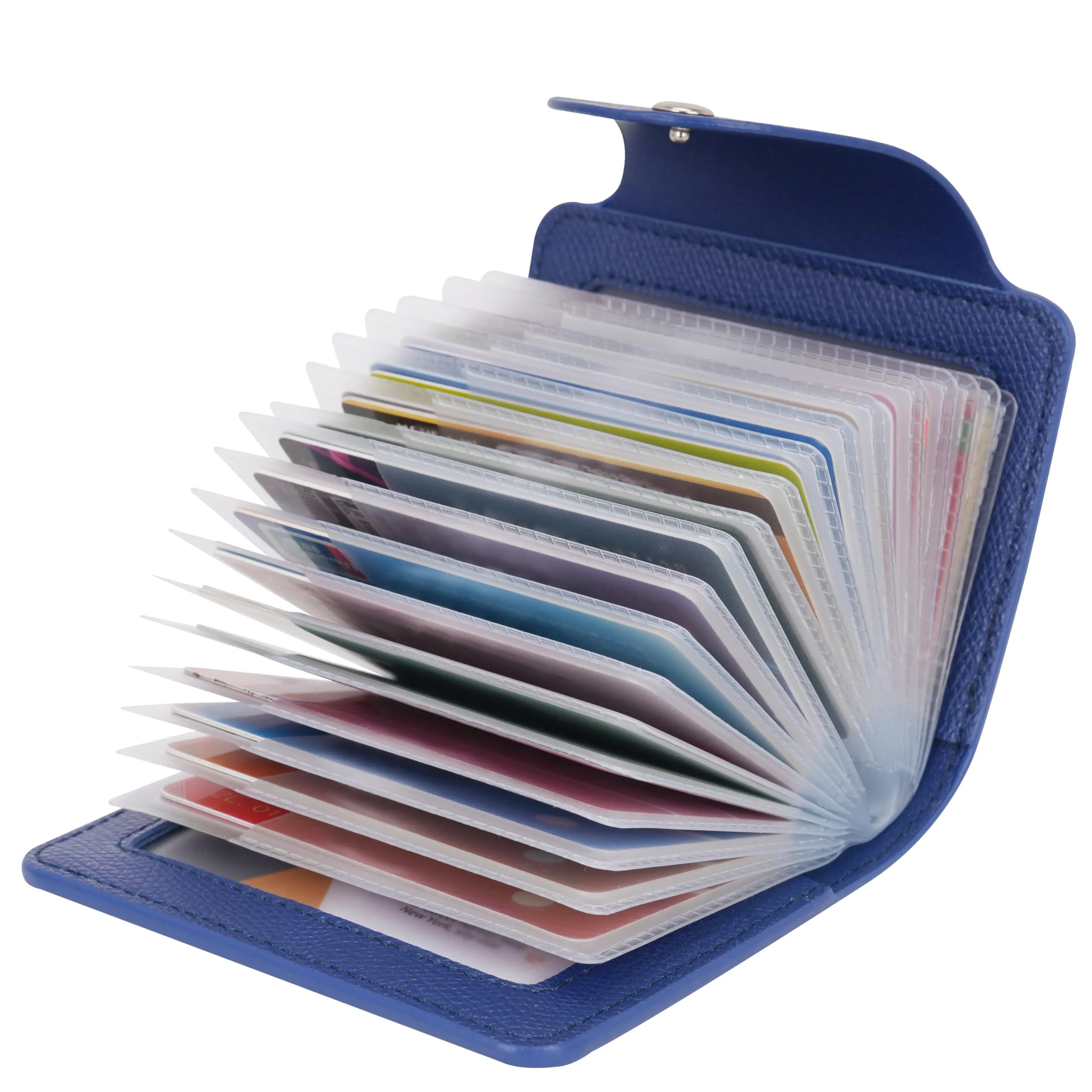 IHIGOGOFA Porta Carte di Credito Pelle per Donna Uomo 40 Slots per Schede 2 Finestra ID (Blu) - immagine 1
