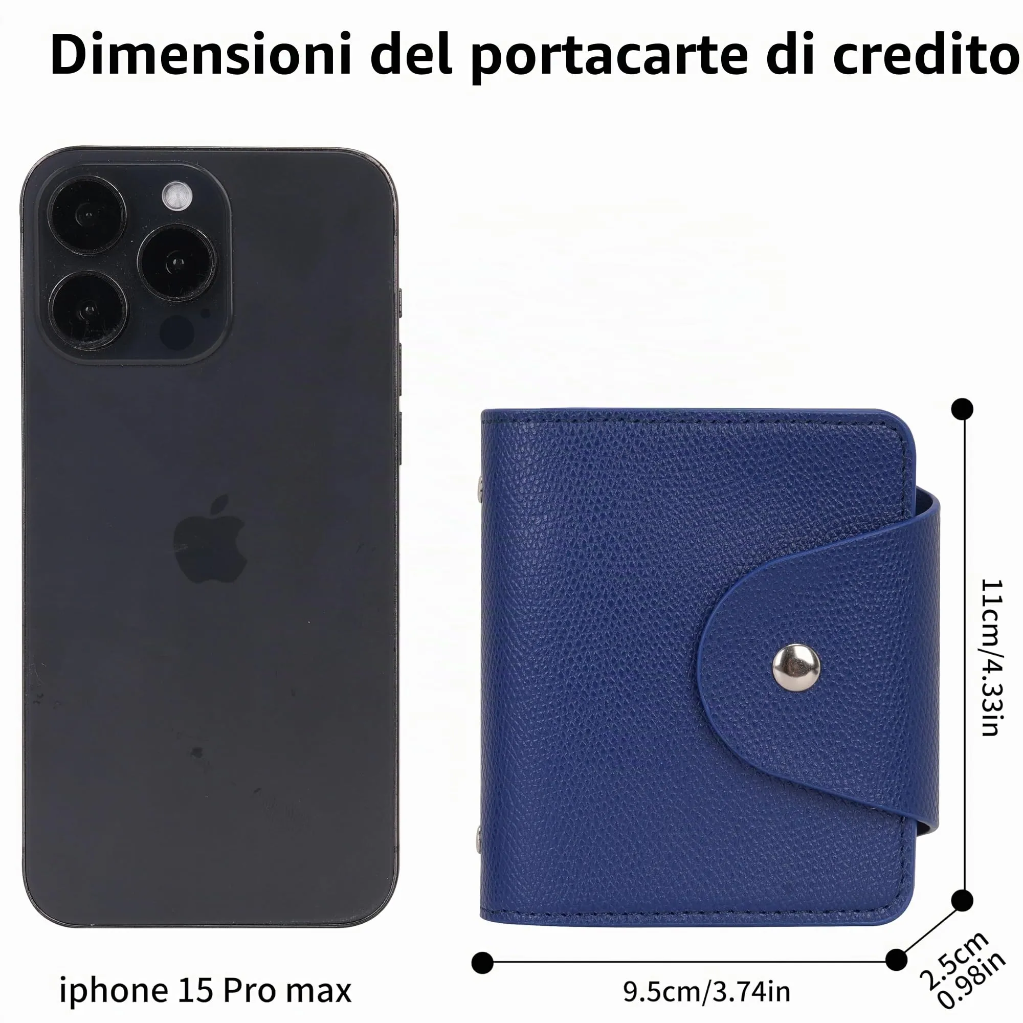 IHIGOGOFA Porta Carte di Credito Pelle per Donna Uomo 40 Slots per Schede 2 Finestra ID (Blu) - immagine 4