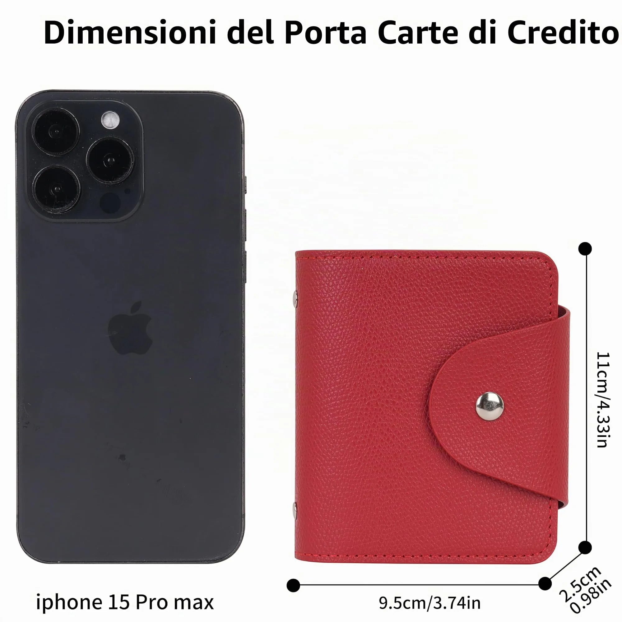 IHIGOGOFA Porta Carte di Credito Pelle per Donna Uomo 40 Slots per Schede 2 Finestra ID (Rosso) - immagine 4