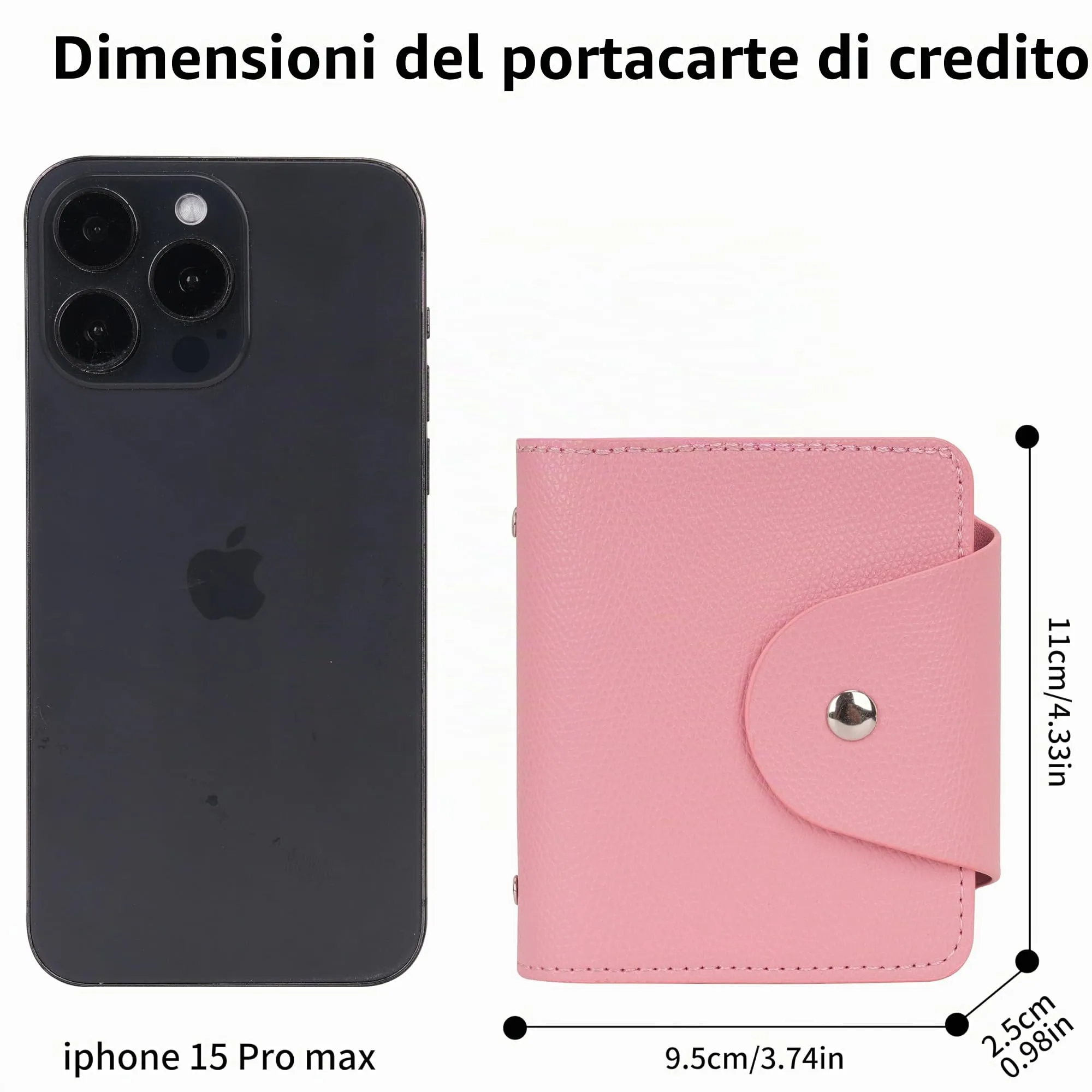 IHIGOGOFA Porta Carte di Credito Pelle per Donna Uomo 40 Slots per Schede 2 Finestra ID (Rosa) - immagine 4