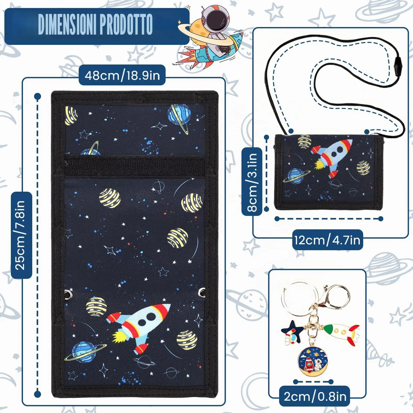 GADITIEK Portafoglio Bambino, Portafogli Bambini Trifold con Cordino, portafoglio ragazzo per Bambini di Età Compresa Tra 5 e 12 Anni Regalo di Natale di Compleanno (Razzo) (Razzo) - immagine 2