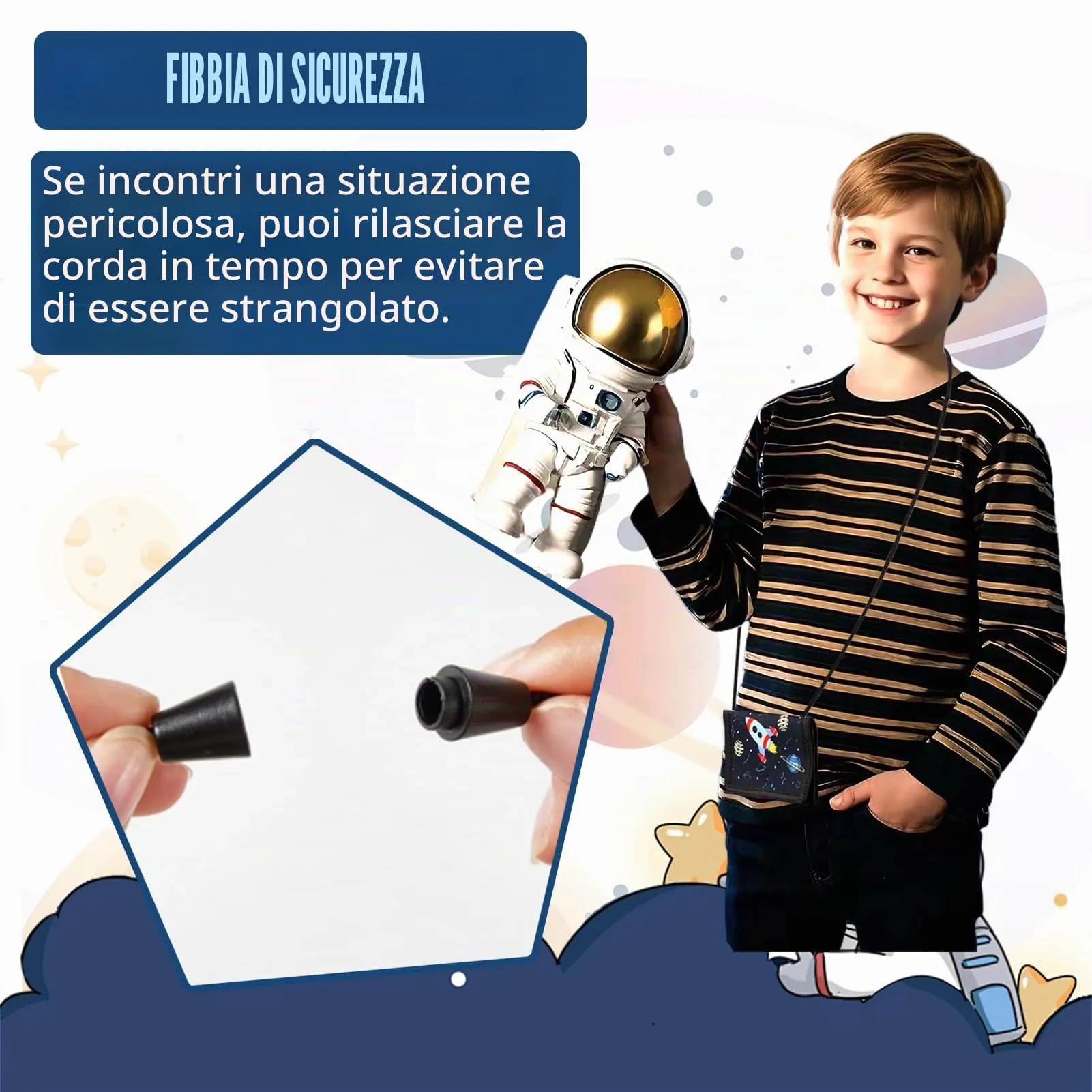 GADITIEK Portafoglio Bambino, Portafogli Bambini Trifold con Cordino, portafoglio ragazzo per Bambini di Età Compresa Tra 5 e 12 Anni Regalo di Natale di Compleanno (Razzo) (Razzo) - immagine 4