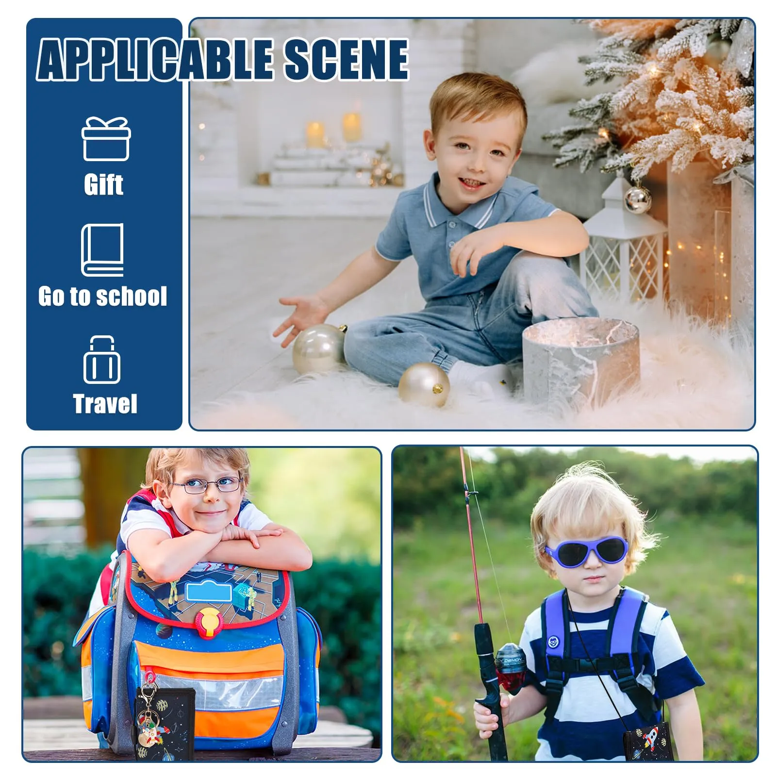 GADITIEK Portafoglio Bambino, Portafogli Bambini Trifold con Cordino, portafoglio ragazzo per Bambini di Età Compresa Tra 5 e 12 Anni Regalo di Natale di Compleanno (Razzo) (Razzo) - immagine 7