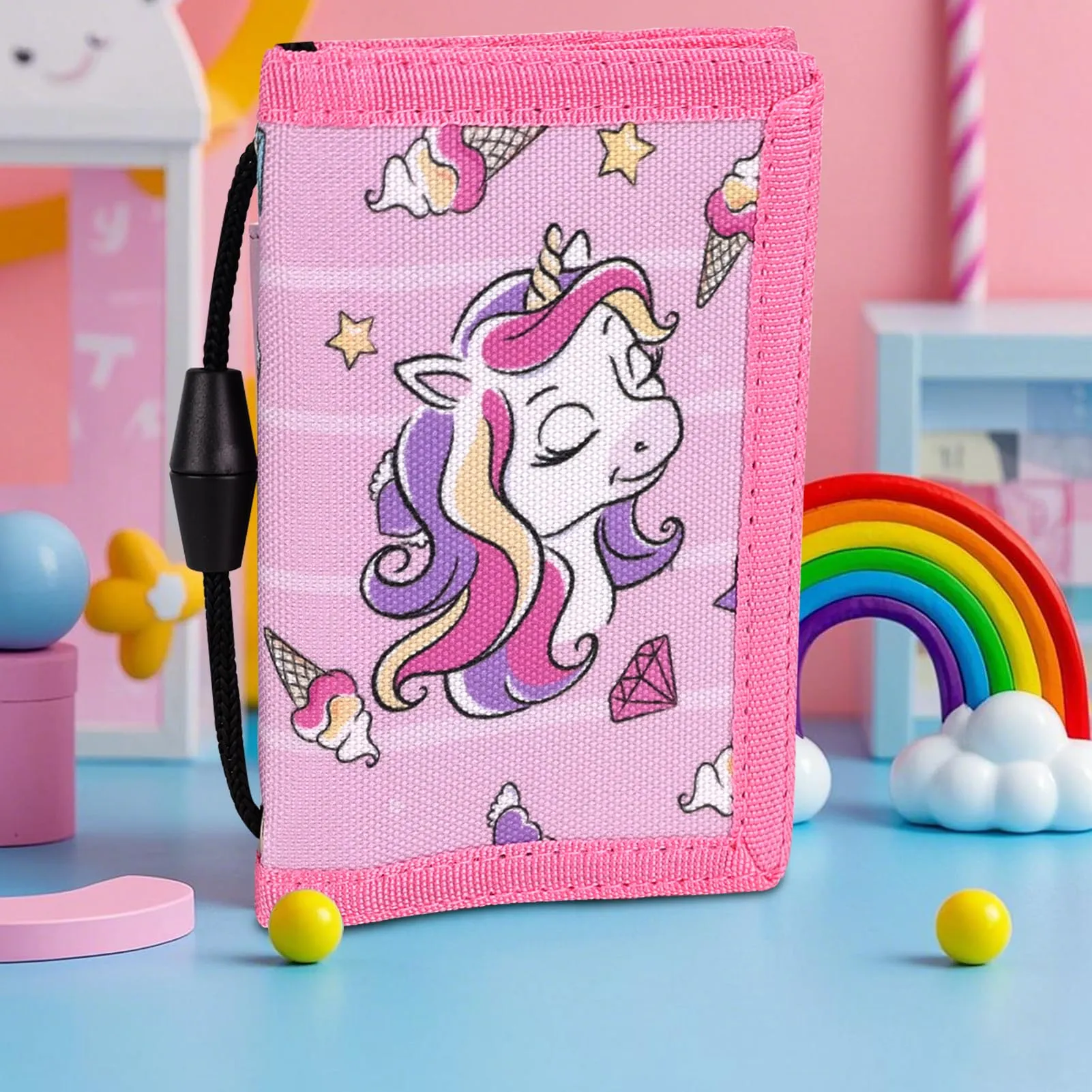GADITIEK Portafoglio Bambino, Portafogli Bambini Trifold con Cordino, portafoglio ragazzo per Bambini di Età Compresa Tra 5 e 12 Anni Regalo di Natale di Compleanno (Razzo) (unicorno) - immagine 4