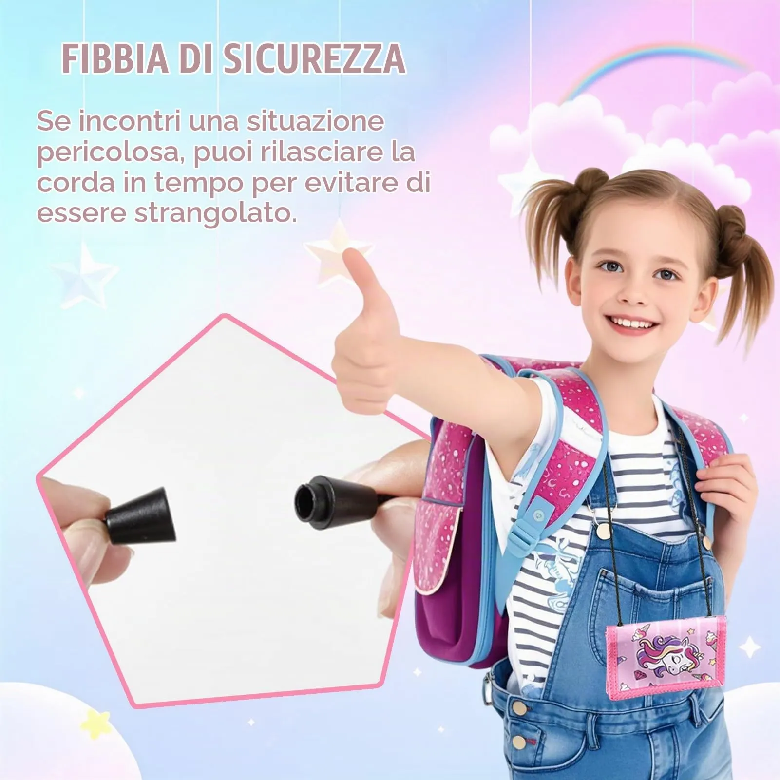 GADITIEK Portafoglio Bambino, Portafogli Bambini Trifold con Cordino, portafoglio ragazzo per Bambini di Età Compresa Tra 5 e 12 Anni Regalo di Natale di Compleanno (Razzo) (unicorno) - immagine 5