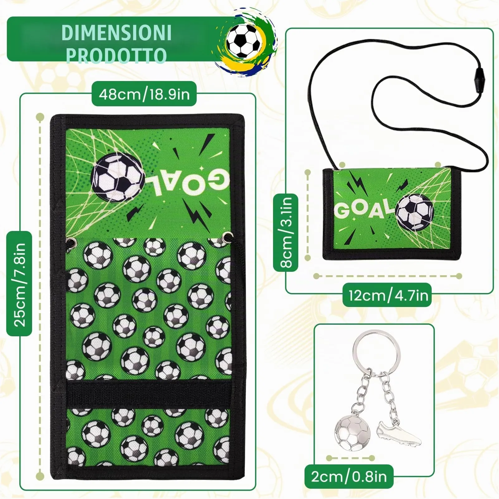GADITIEK Portafoglio Bambino, Portafogli Bambini Trifold con Cordino, portafoglio ragazzo per Bambini di Età Compresa Tra 5 e 12 Anni Regalo di Natale di Compleanno (Razzo) (calcio) - immagine 2