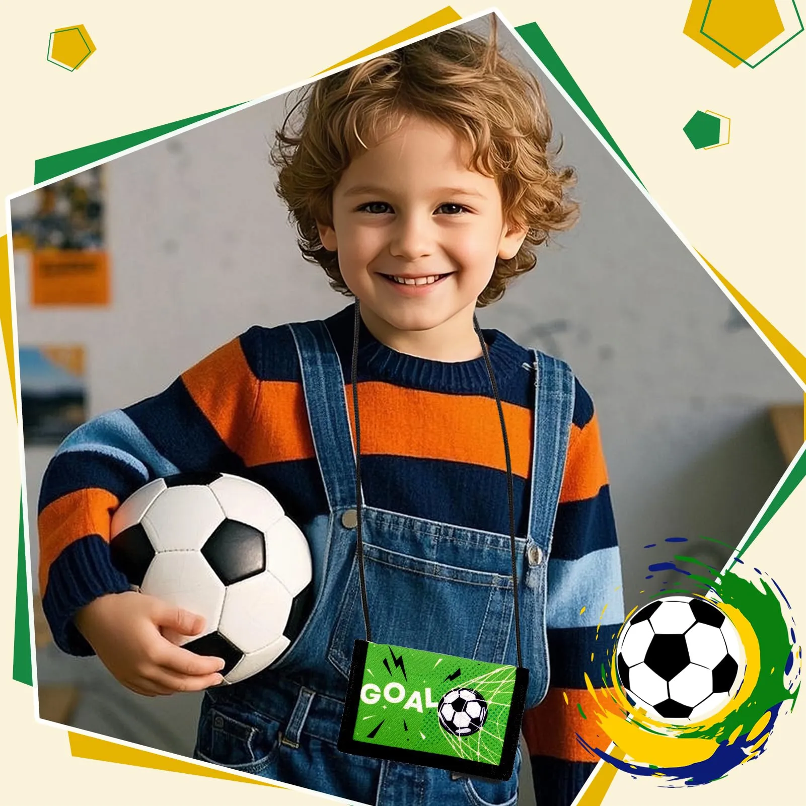 GADITIEK Portafoglio Bambino, Portafogli Bambini Trifold con Cordino, portafoglio ragazzo per Bambini di Età Compresa Tra 5 e 12 Anni Regalo di Natale di Compleanno (Razzo) (calcio) - immagine 5