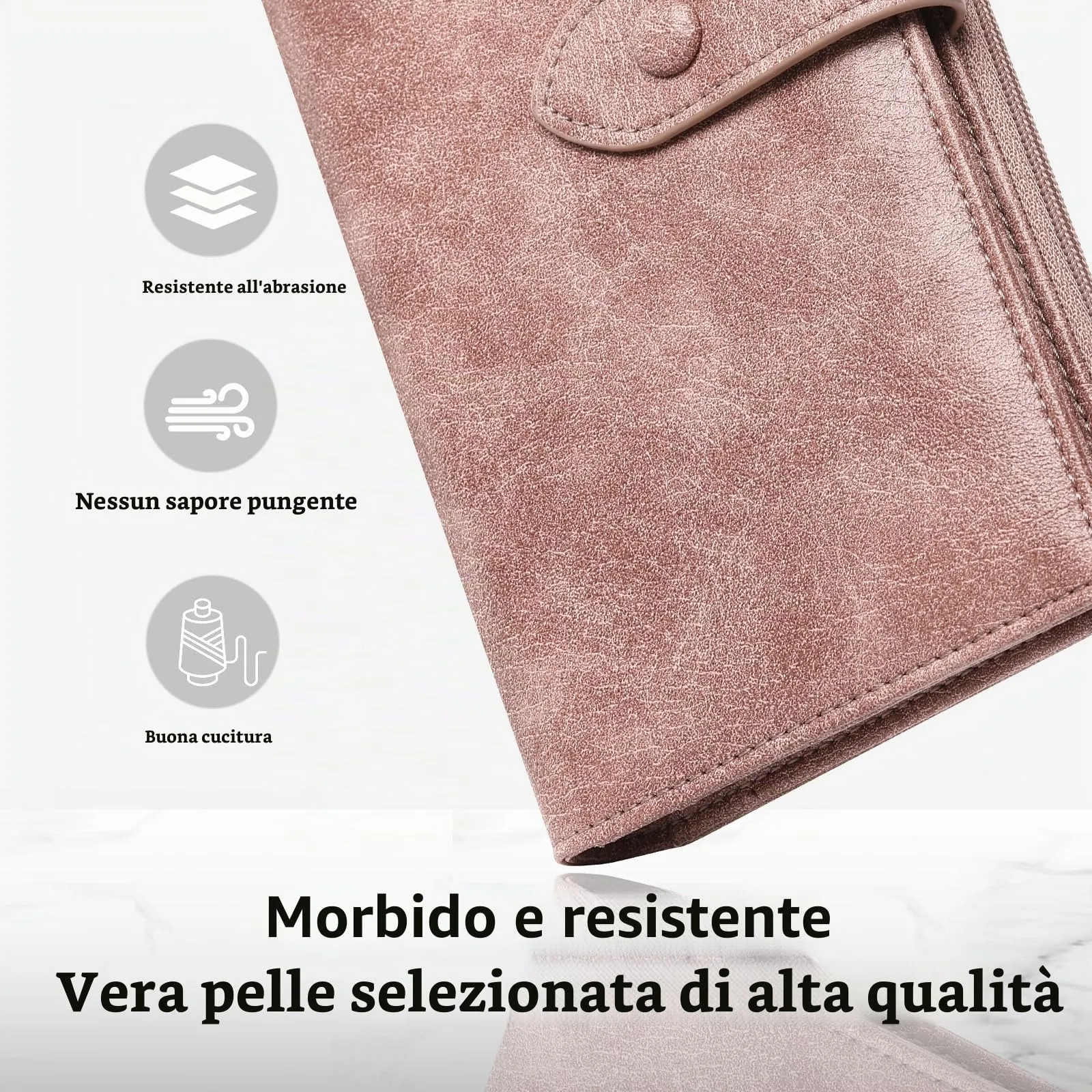 SENDEFN Portafoglio Donna Grande Portamonete con RFID Blocco Elegante Portafogli in Pelle con 12 Scomparti per Carte - immagine 5
