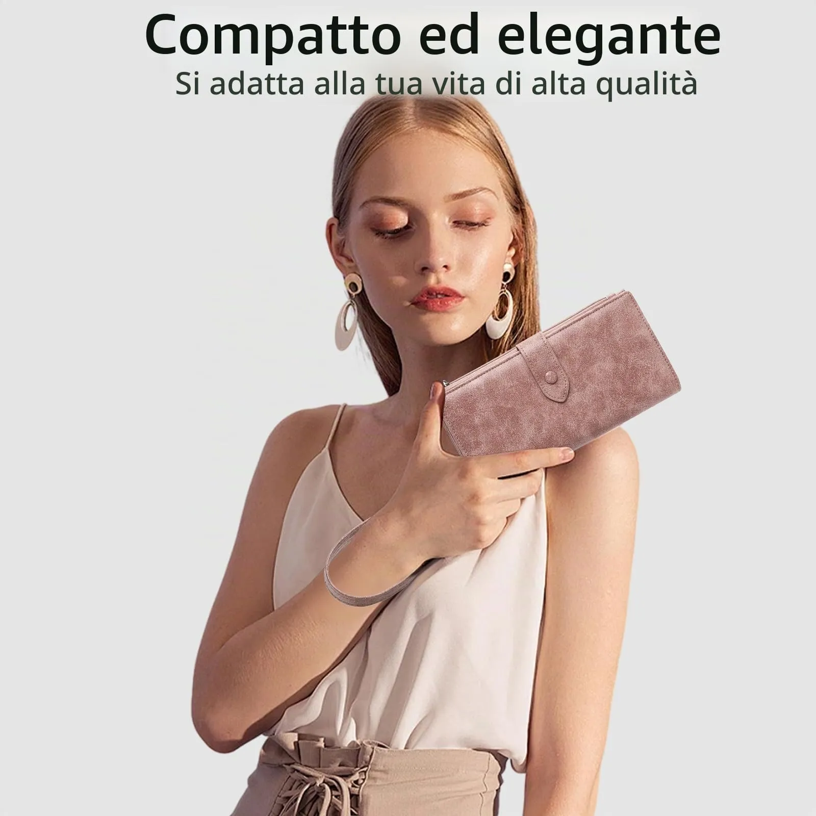 SENDEFN Portafoglio Donna Grande Portamonete con RFID Blocco Elegante Portafogli in Pelle con 12 Scomparti per Carte - immagine 6