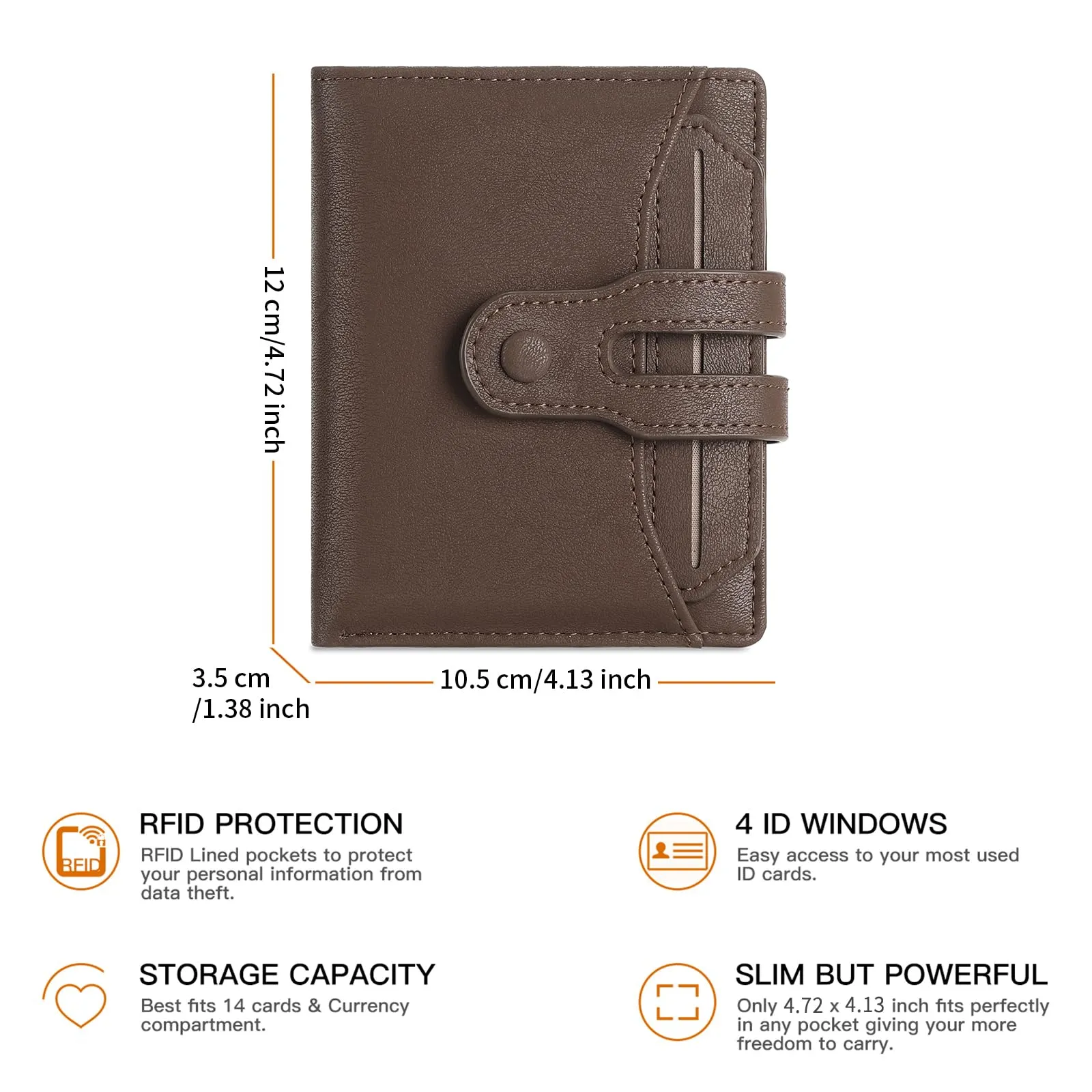 SENDEFN Portafoglio Uomo Portamonete con RFID Blocking Portafogli con 13 Slot per Carte Credito, 1 Tasca Portamonete, 1 Scomparti Banconote, 4 ID Window & Foto Window Portafoglio In Pelle - immagine 3