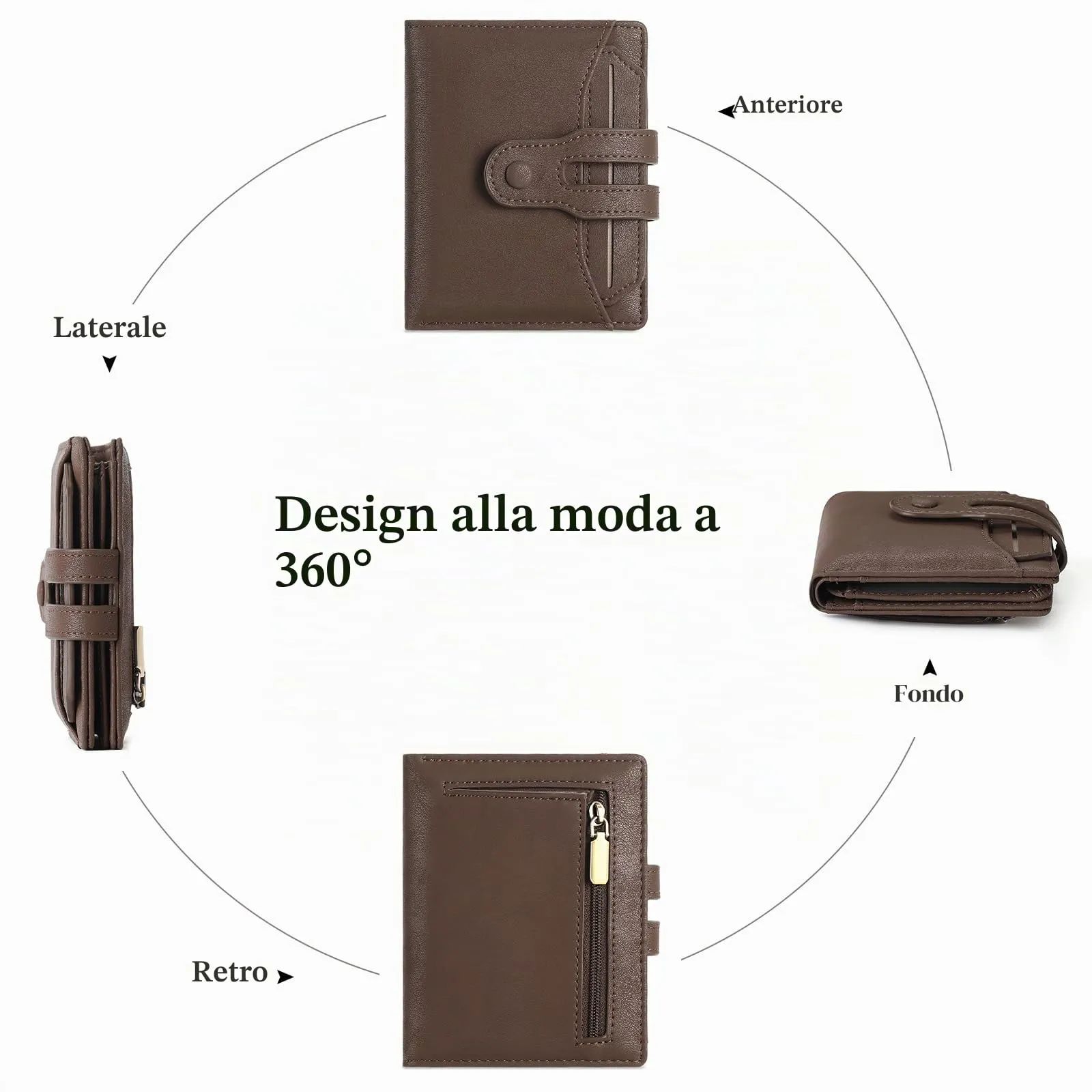 SENDEFN Portafoglio Uomo Portamonete con RFID Blocking Portafogli con 13 Slot per Carte Credito, 1 Tasca Portamonete, 1 Scomparti Banconote, 4 ID Window & Foto Window Portafoglio In Pelle - immagine 4