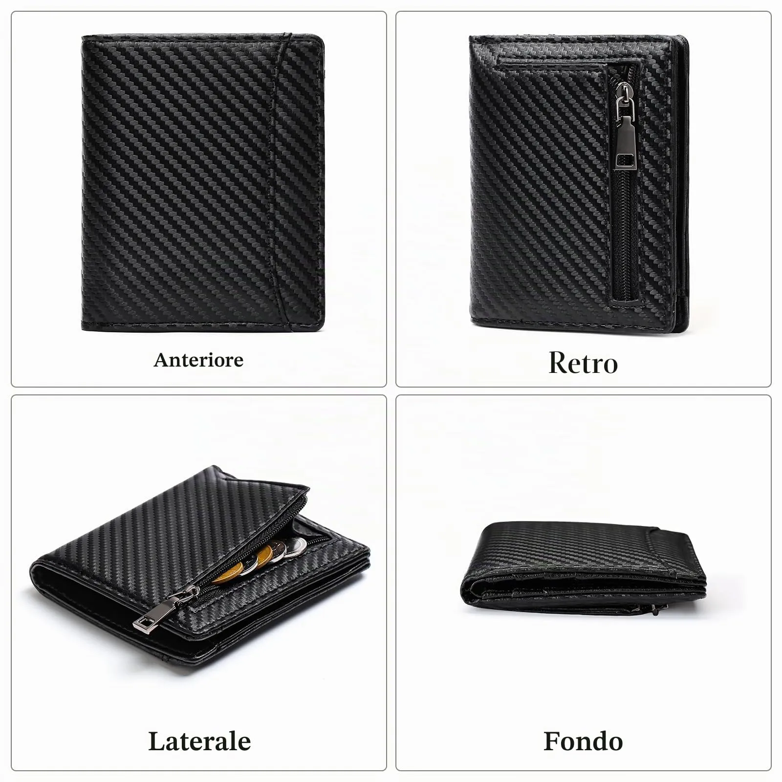 GAEKEAO Portafoglio da Uomo Sottile a Doppia Funzione con Blocco RFID, Porta Carte di Credito in Vera Pelle, Minimalista, con Tasca Frontale per Uomo con Portamonete con Cerniera, classico - immagine 6