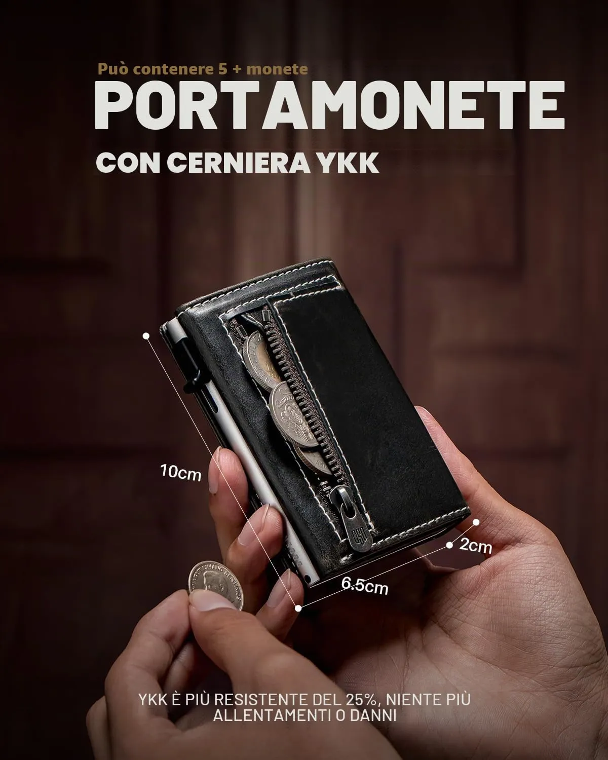 DODENSHA MagSnap - Portafoglio da uomo, sottile, con scomparto per monete, per oltre 10 carte, chiusura magnetica, protezione RFID, grigio argento, Kartenetui, Moderno - immagine 6