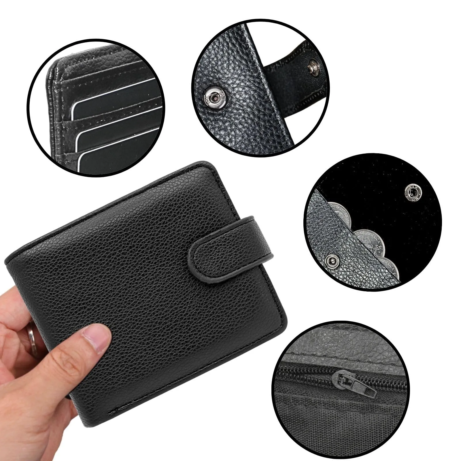 LUFFLOK Portafoglio in Pelle Nera PU Portafoglio per Porta Carte - immagine 3