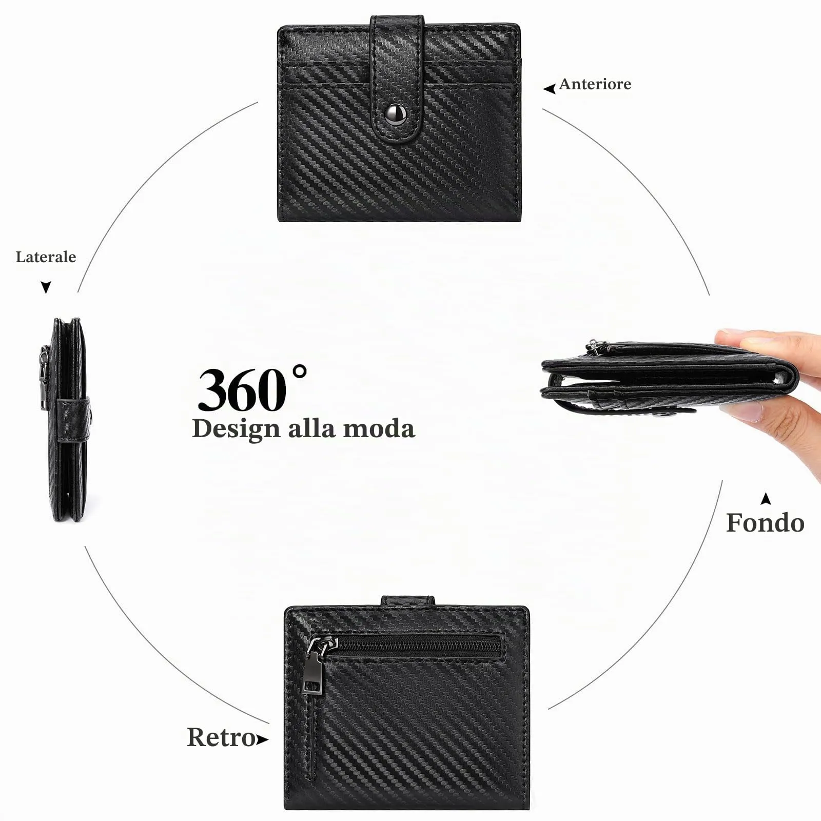 GAEKEAO Portafoglio Uomo, Portacarte con Scomparto per Monete e Protezione RFID, Portafoglio Uomo in Pelle con Tasca con Cerniera - immagine 5
