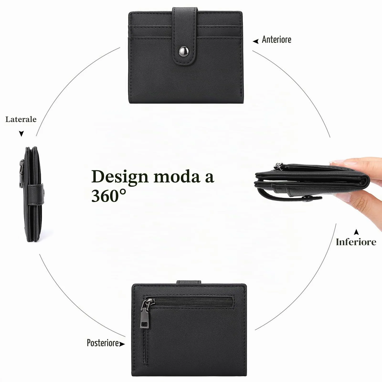 GAEKEAO Portafoglio Uomo, Portacarte con Scomparto per Monete e Protezione RFID, Portafoglio Uomo in Pelle con Tasca con Cerniera - immagine 5