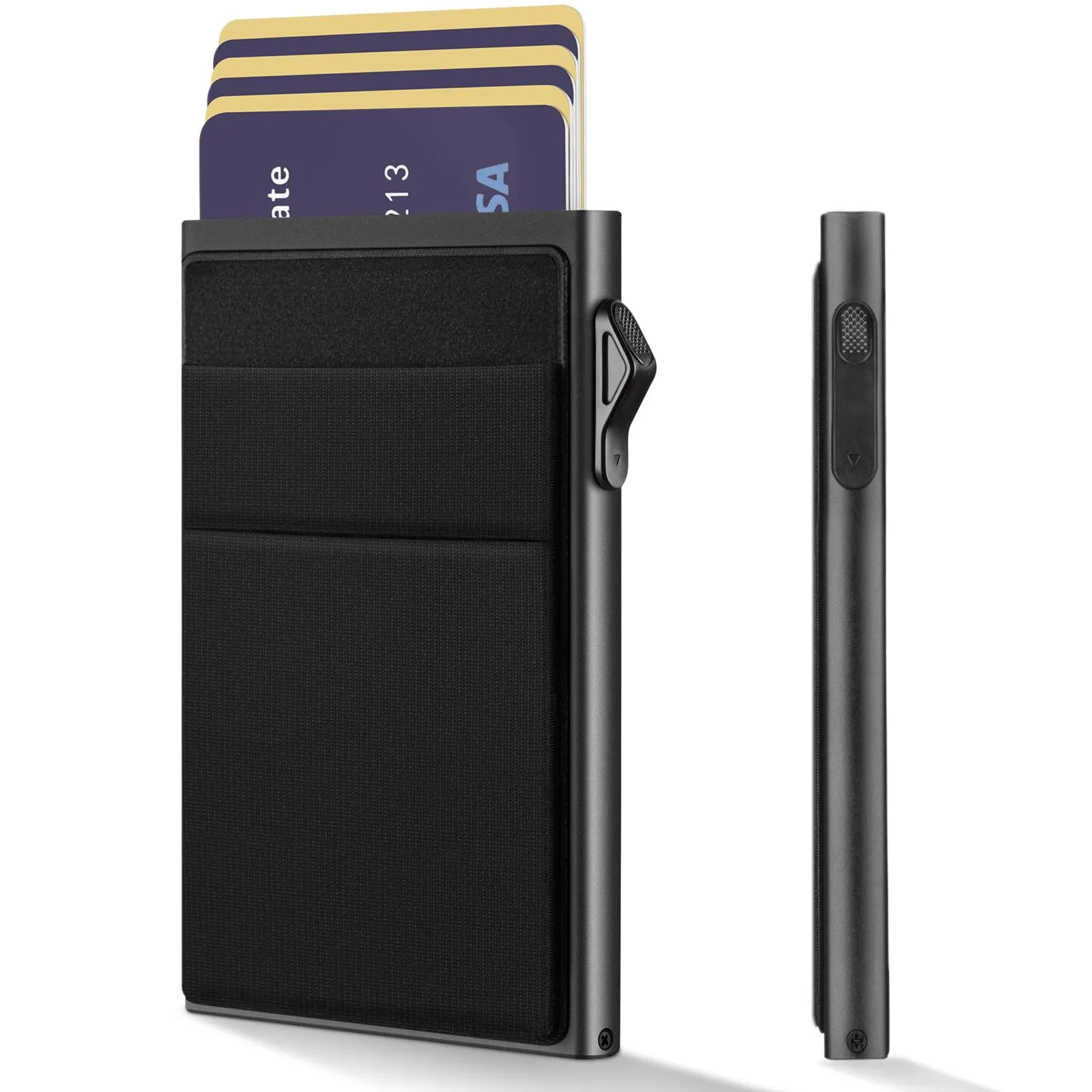 YESIIW Portafoglio Uomo Slim Piccolo | Portacarte Uomo Donna Portatessere Porta Carte Di Credito | Portafogli Mini Protezione RFID con Portamonete | Box Regalo (Nero) - immagine 1