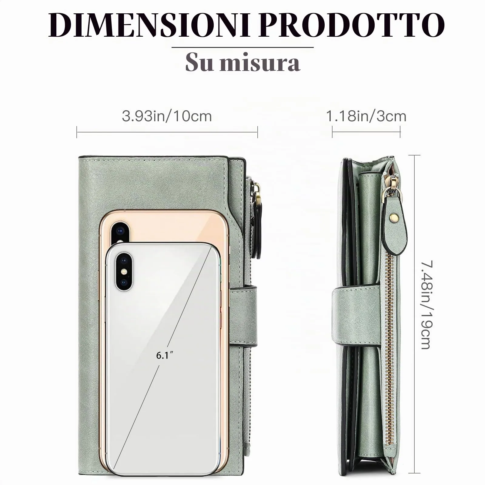 SENDEFN Portafoglio Donna Grande Capacità Pelle RFID Portamonete,con 20 Titolari di Carta Cerniera Portafoglio Donna - immagine 2