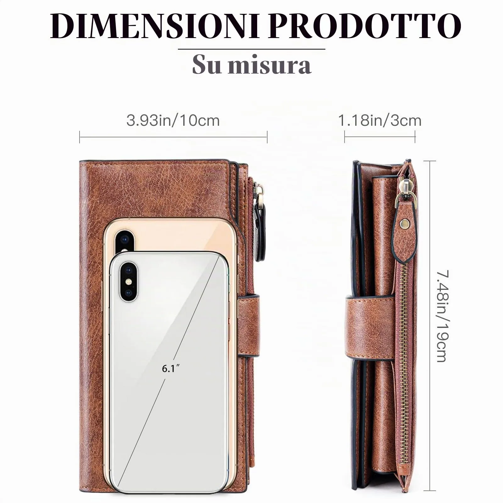 SENDEFN Portafoglio Donna Grande Capacità Pelle RFID Portamonete,con 20 Titolari di Carta Cerniera Portafoglio Donna - immagine 2