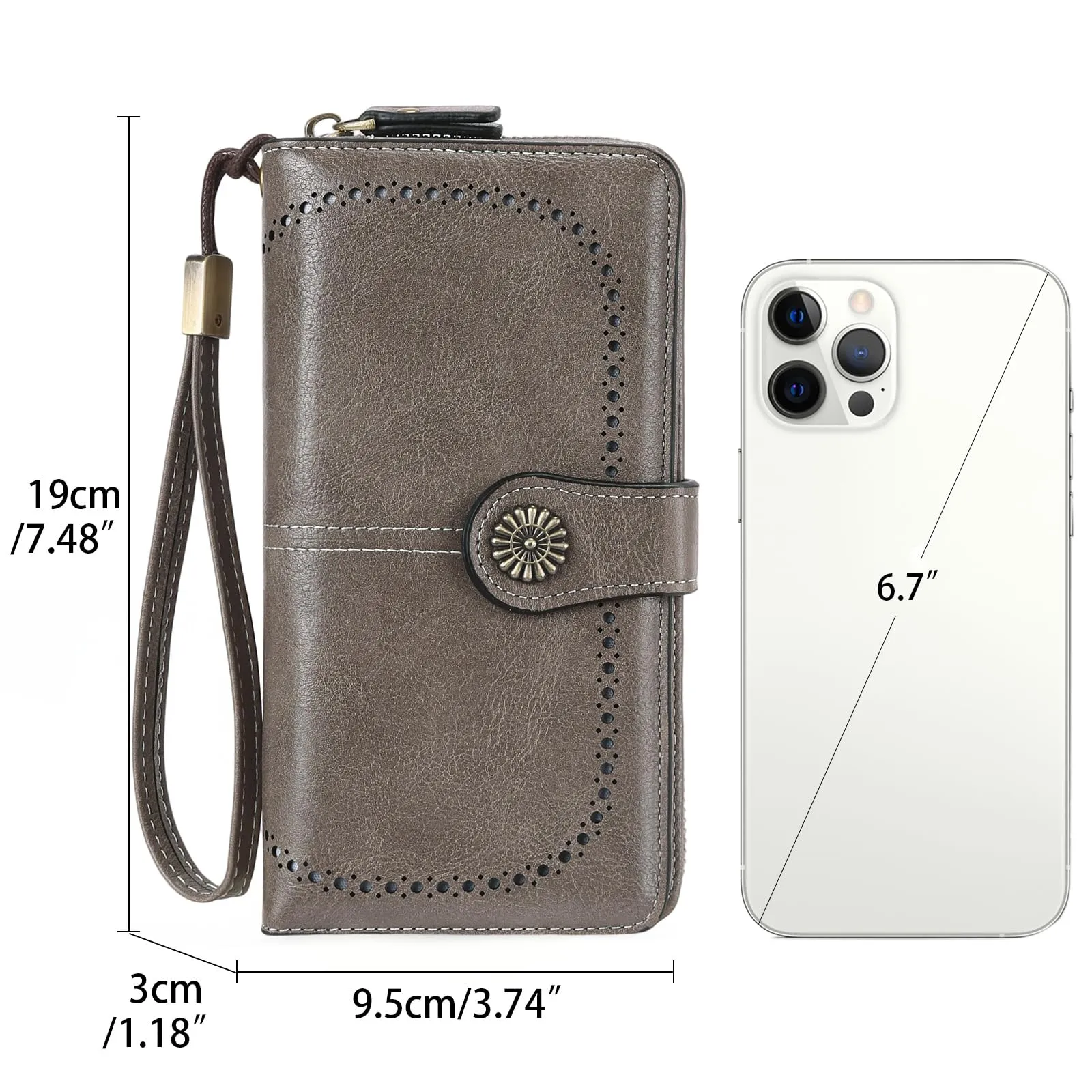GOIACII Portafoglio Donna in Pelle PU con Blocco RFID Portafogli Grande Borsa Lunga da Donna Portamonete con 13 Scomparti per Carte - immagine 4