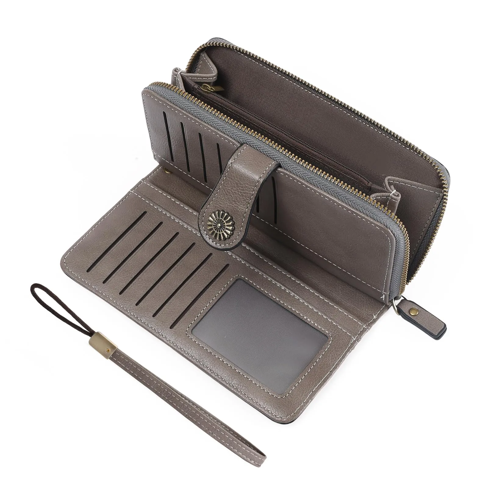 GOIACII Portafoglio Donna in Pelle PU con Blocco RFID Portafogli Grande Borsa Lunga da Donna Portamonete con 13 Scomparti per Carte - immagine 9