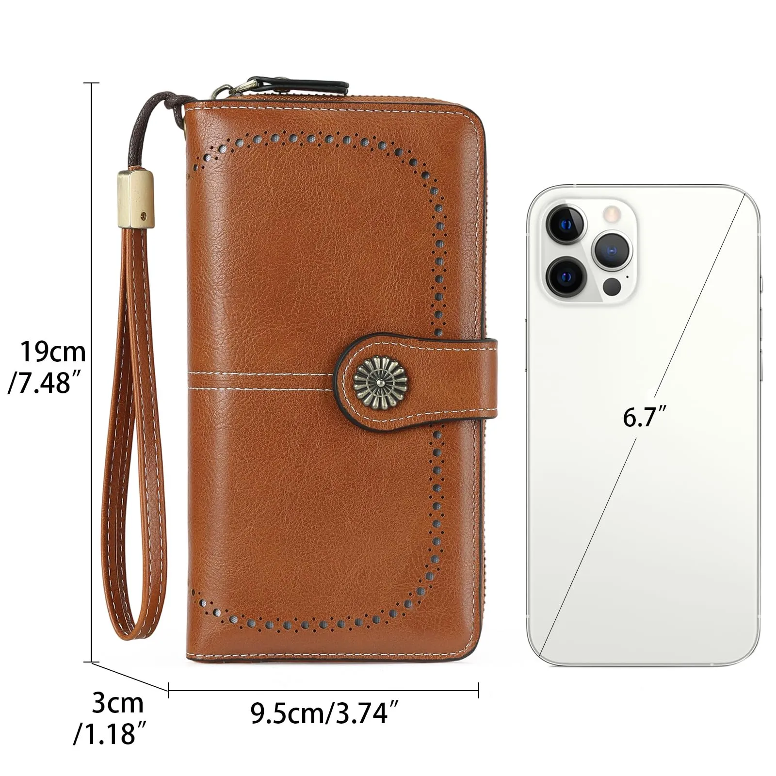 GOIACII Portafoglio Donna in Pelle PU con Blocco RFID Portafogli Grande Borsa Lunga da Donna Portamonete con 13 Scomparti per Carte - immagine 3