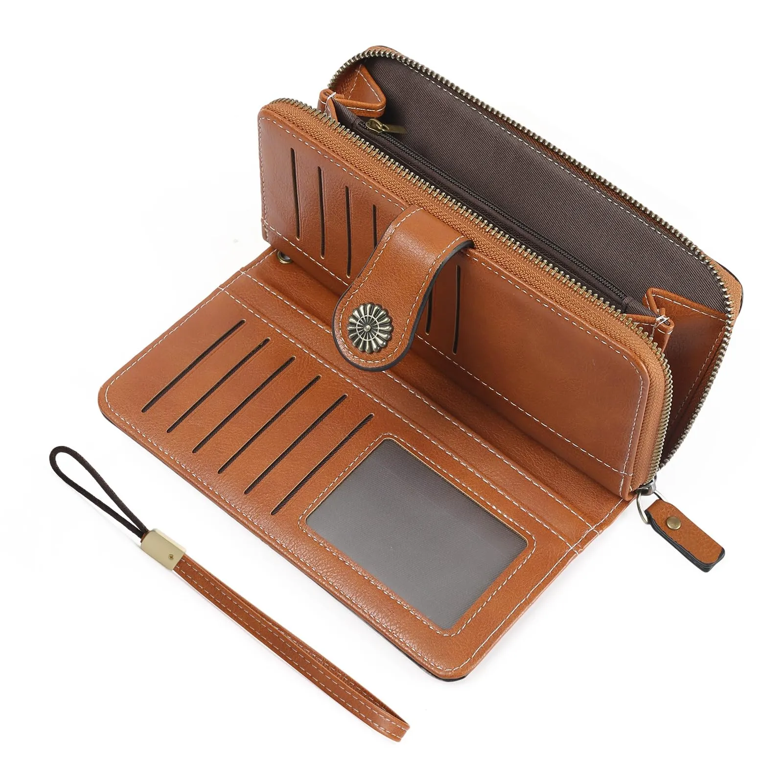 GOIACII Portafoglio Donna in Pelle PU con Blocco RFID Portafogli Grande Borsa Lunga da Donna Portamonete con 13 Scomparti per Carte - immagine 9