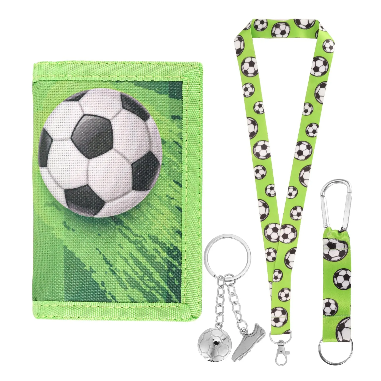 GADITIEK Marsupio da collo per bambini, portafoglio per bambini con portachiavi, regali di calcio per ragazzi, portafoglio per ragazzi per compleanni (Soccer - New) - immagine 1