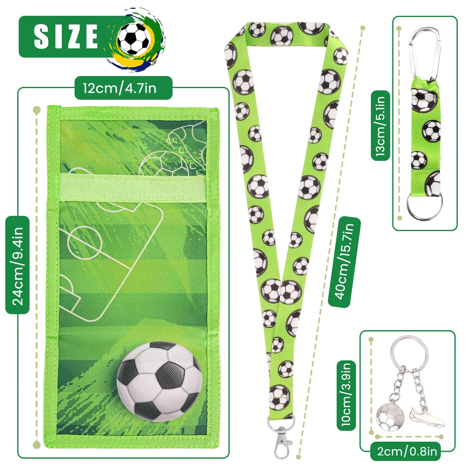 GADITIEK Marsupio da collo per bambini, portafoglio per bambini con portachiavi, regali di calcio per ragazzi, portafoglio per ragazzi per compleanni (Soccer - New) - immagine 2