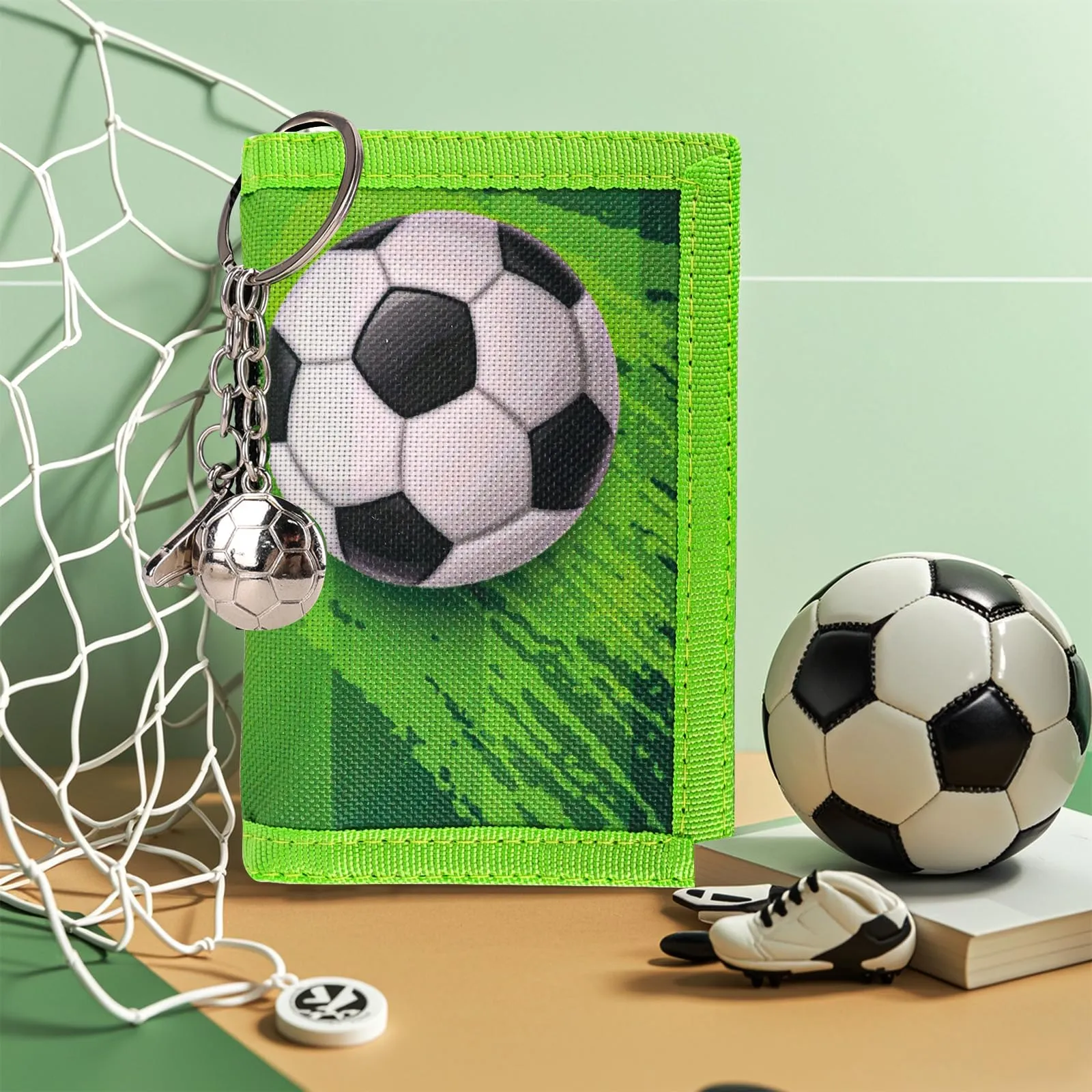 GADITIEK Marsupio da collo per bambini, portafoglio per bambini con portachiavi, regali di calcio per ragazzi, portafoglio per ragazzi per compleanni (Soccer - New) - immagine 4