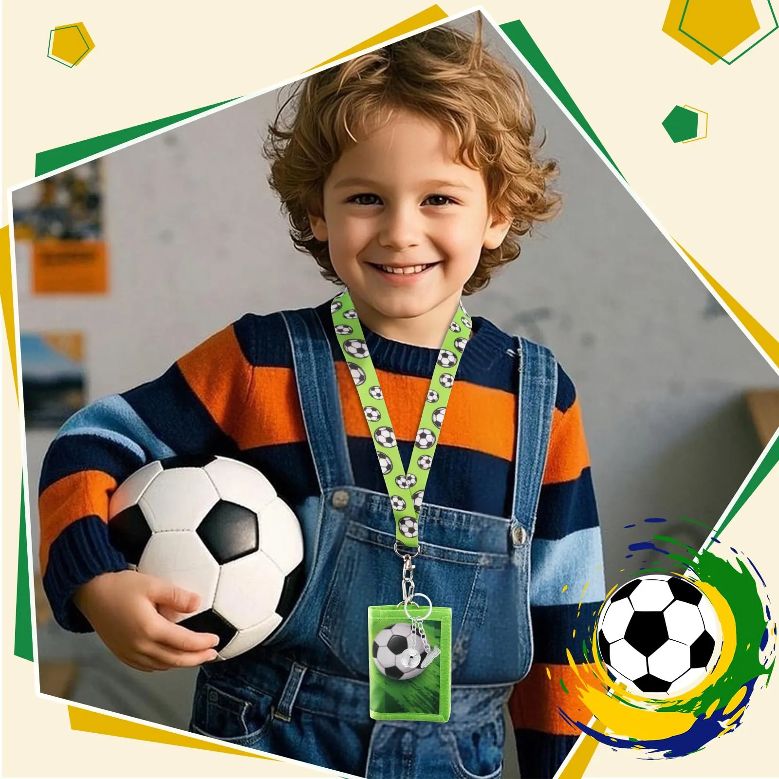 GADITIEK Marsupio da collo per bambini, portafoglio per bambini con portachiavi, regali di calcio per ragazzi, portafoglio per ragazzi per compleanni (Soccer - New) - immagine 5