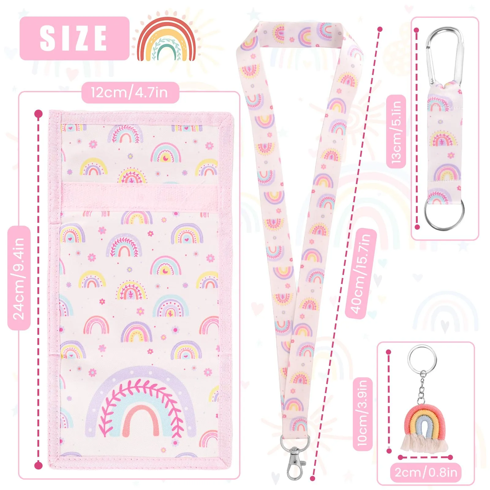 GADITIEK Marsupio da collo per ragazze, portafoglio per bambini con portachiavi, portafoglio per bambini per ragazze, compleanni (Bohemian - New) - immagine 2