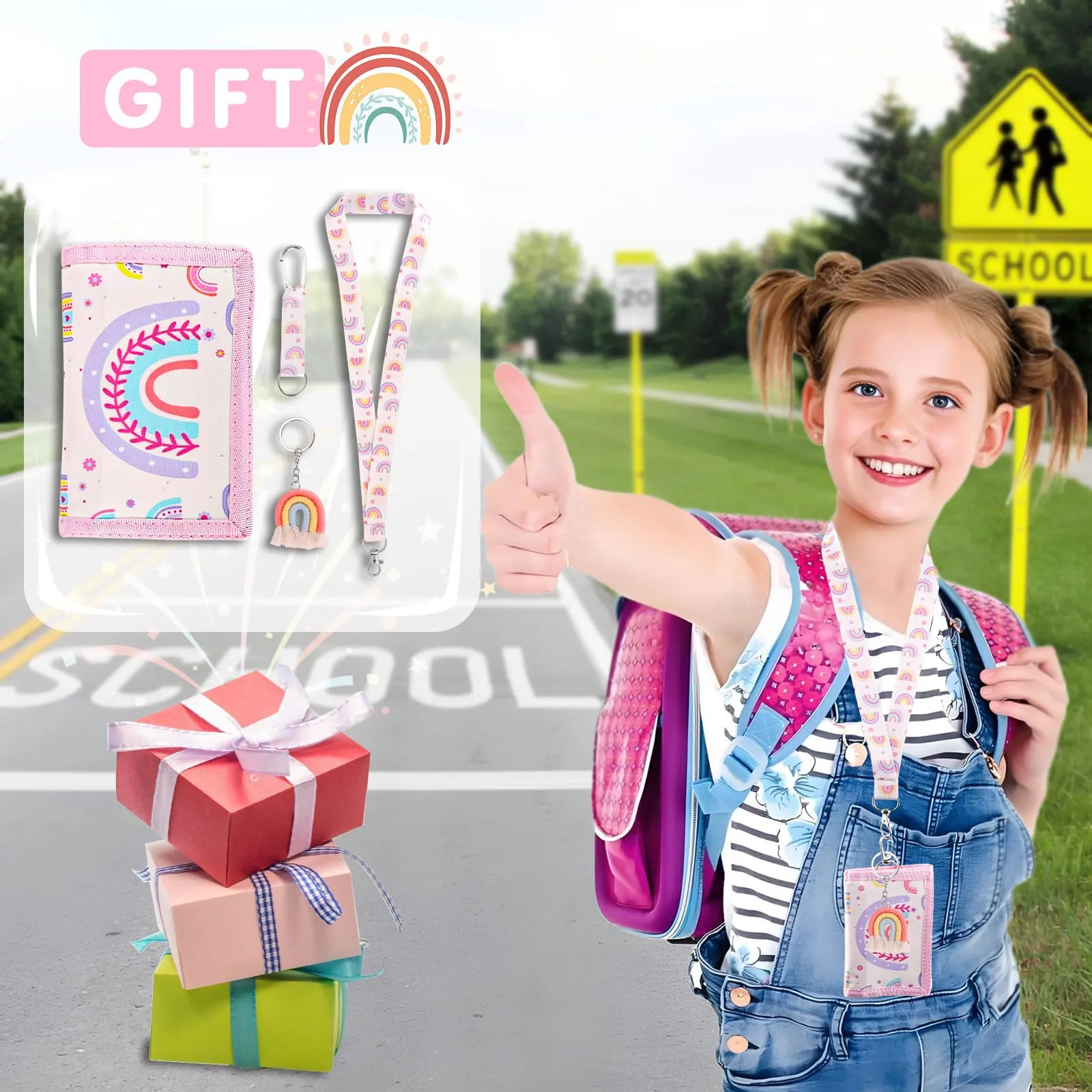 GADITIEK Marsupio da collo per ragazze, portafoglio per bambini con portachiavi, portafoglio per bambini per ragazze, compleanni (Bohemian - New) - immagine 7