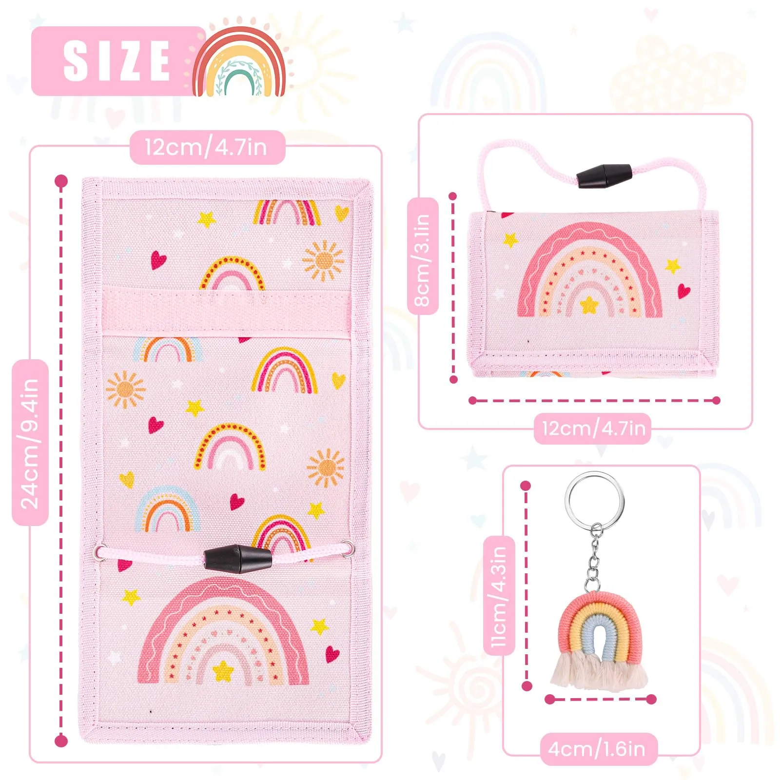GADITIEK GADITIEKMarsupio da collo per ragazze, portafoglio per bambini con portachiavi, portafoglio per bambini per ragazze, compleanni (Rainbow) - immagine 2