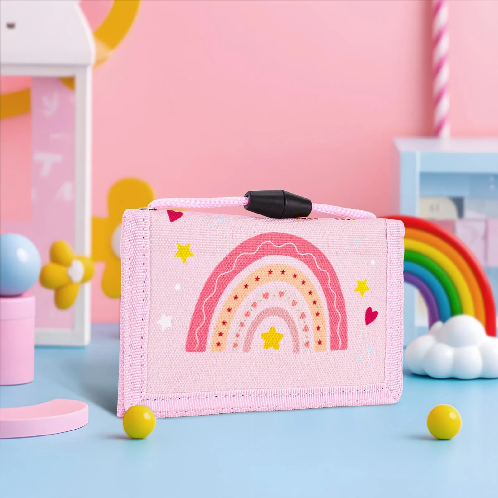 GADITIEK GADITIEKMarsupio da collo per ragazze, portafoglio per bambini con portachiavi, portafoglio per bambini per ragazze, compleanni (Rainbow) - immagine 4