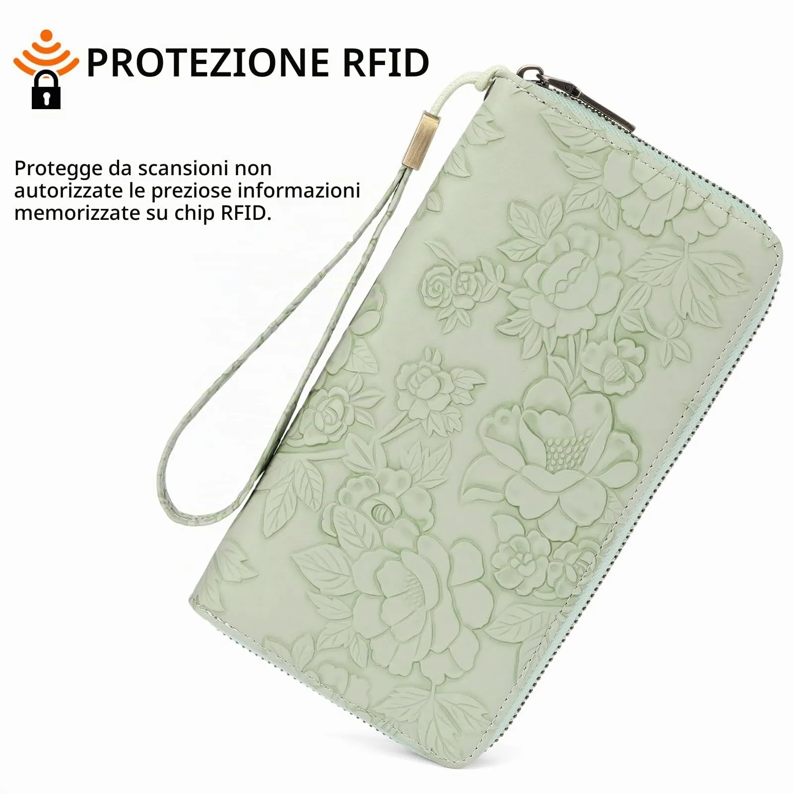 SENDEFN Portafoglio Donna Grande, Portamonete RFID in Pelle Vegana, Chiusura con Cerniera, Borsellino Donna Grande Capacità con 17 Scomparti per Carte, Ideale Regali - immagine 4