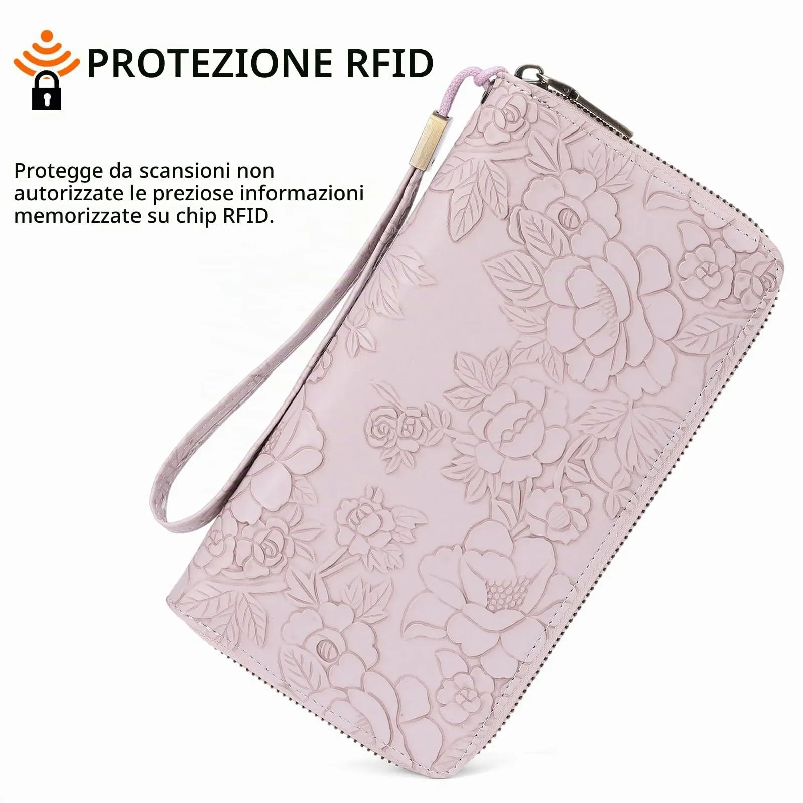 SENDEFN Portafoglio Donna Grande, Portamonete RFID in Pelle Vegana, Chiusura con Cerniera, Borsellino Donna Grande Capacità con 17 Scomparti per Carte, Ideale Regali - immagine 4