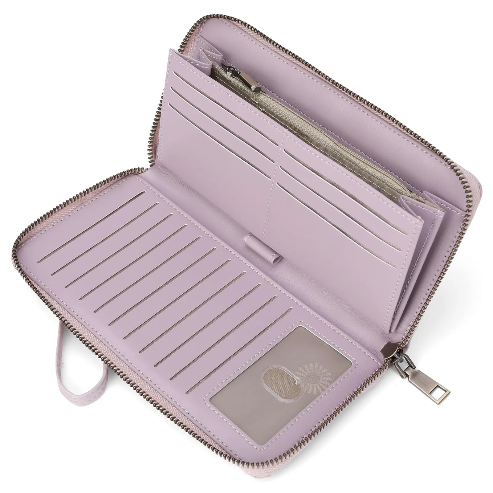 SENDEFN Portafoglio Donna Grande, Portamonete RFID in Pelle Vegana, Chiusura con Cerniera, Borsellino Donna Grande Capacità con 17 Scomparti per Carte, Ideale Regali - immagine 7