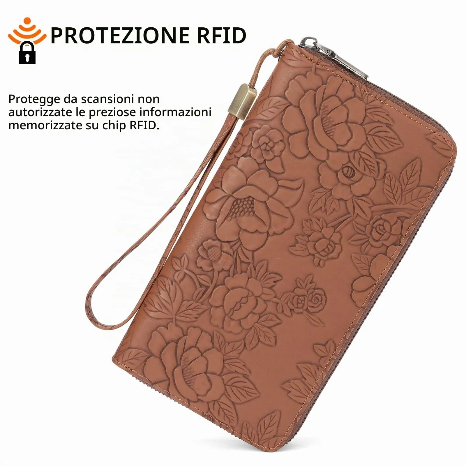 SENDEFN Portafoglio Donna Grande, Portamonete RFID in Pelle Vegana, Chiusura con Cerniera, Borsellino Donna Grande Capacità con 17 Scomparti per Carte, Ideale Regali - immagine 4