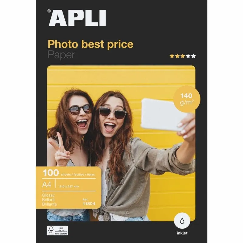 Carta Fotografica Apli Bestprice 11804 A4 140g 100 Fogli Lucida Carta Fotografica Apli Bestprice 11804 A4 140g 100 Fogli Lucida - immagine 1