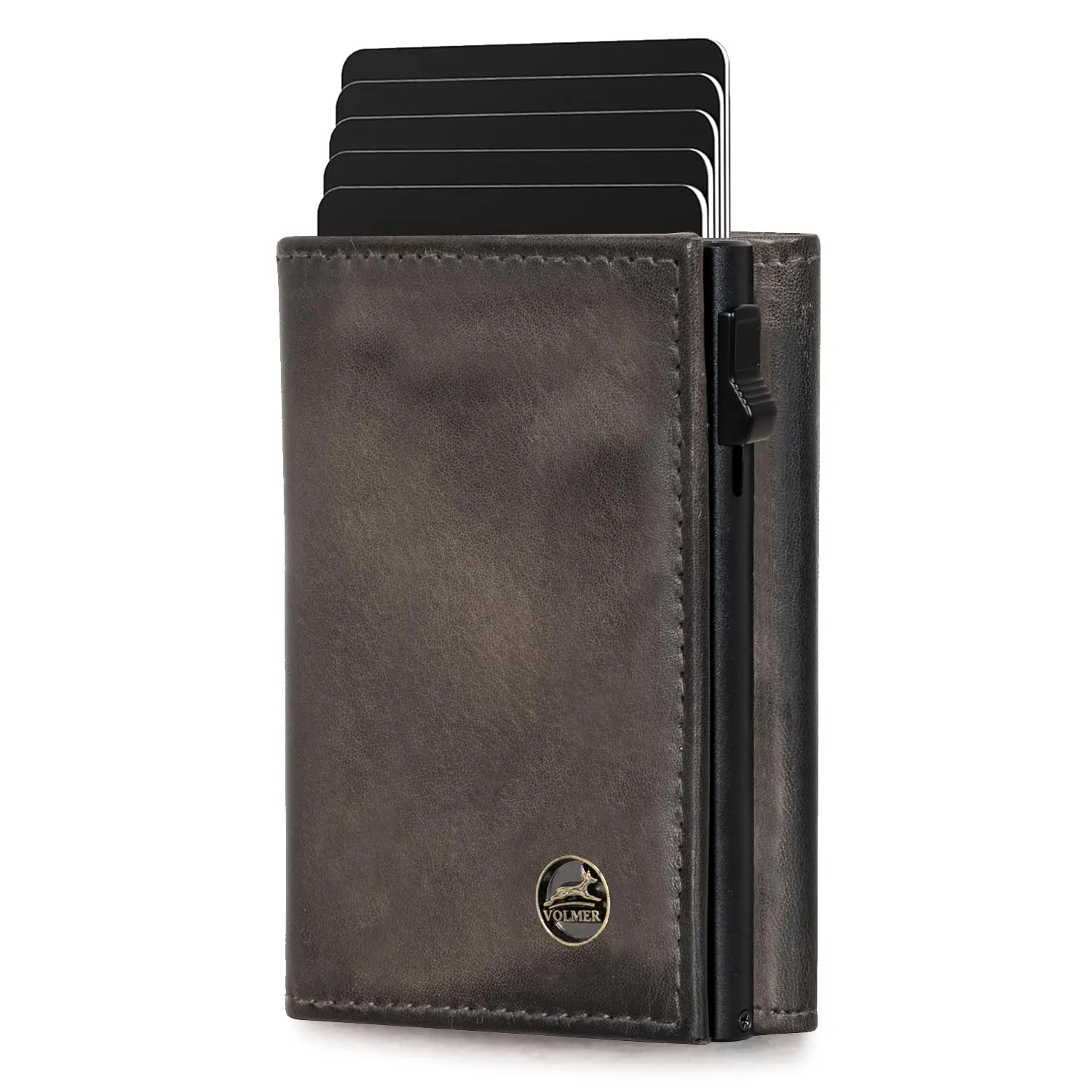 Fa.Volmer Porta carte con portamonete in vera pelle per uomo e donna | 11 carte | protezione RFID | Portafoglio VO44 (Basalt Grey, piccolo scomparto per monete) - immagine 8