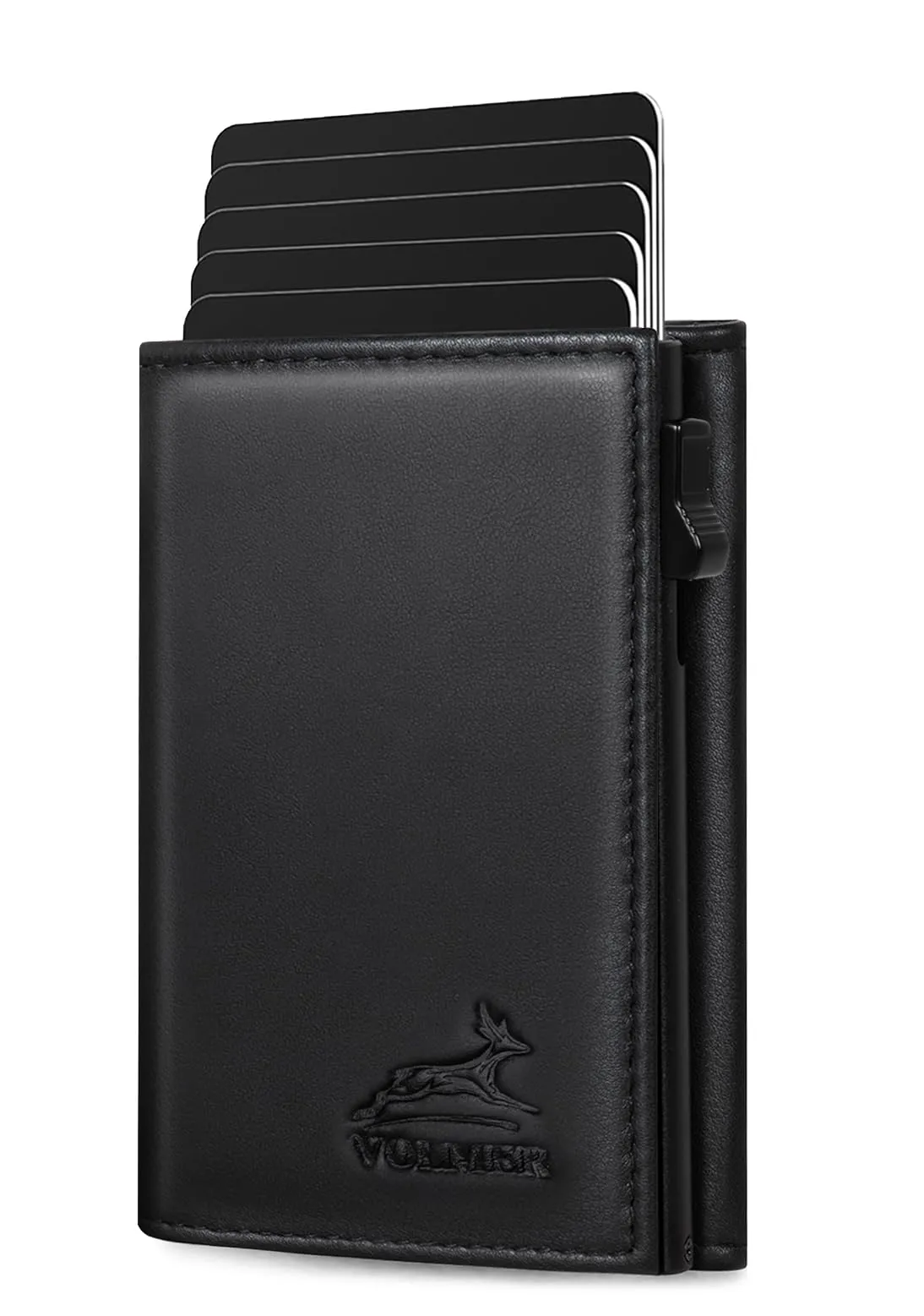 Fa.Volmer Porta carte con portamonete in vera pelle per uomo e donna | 11 carte | protezione RFID | Portafoglio VO44 (Black, Ampio scomparto per monete) - immagine 8