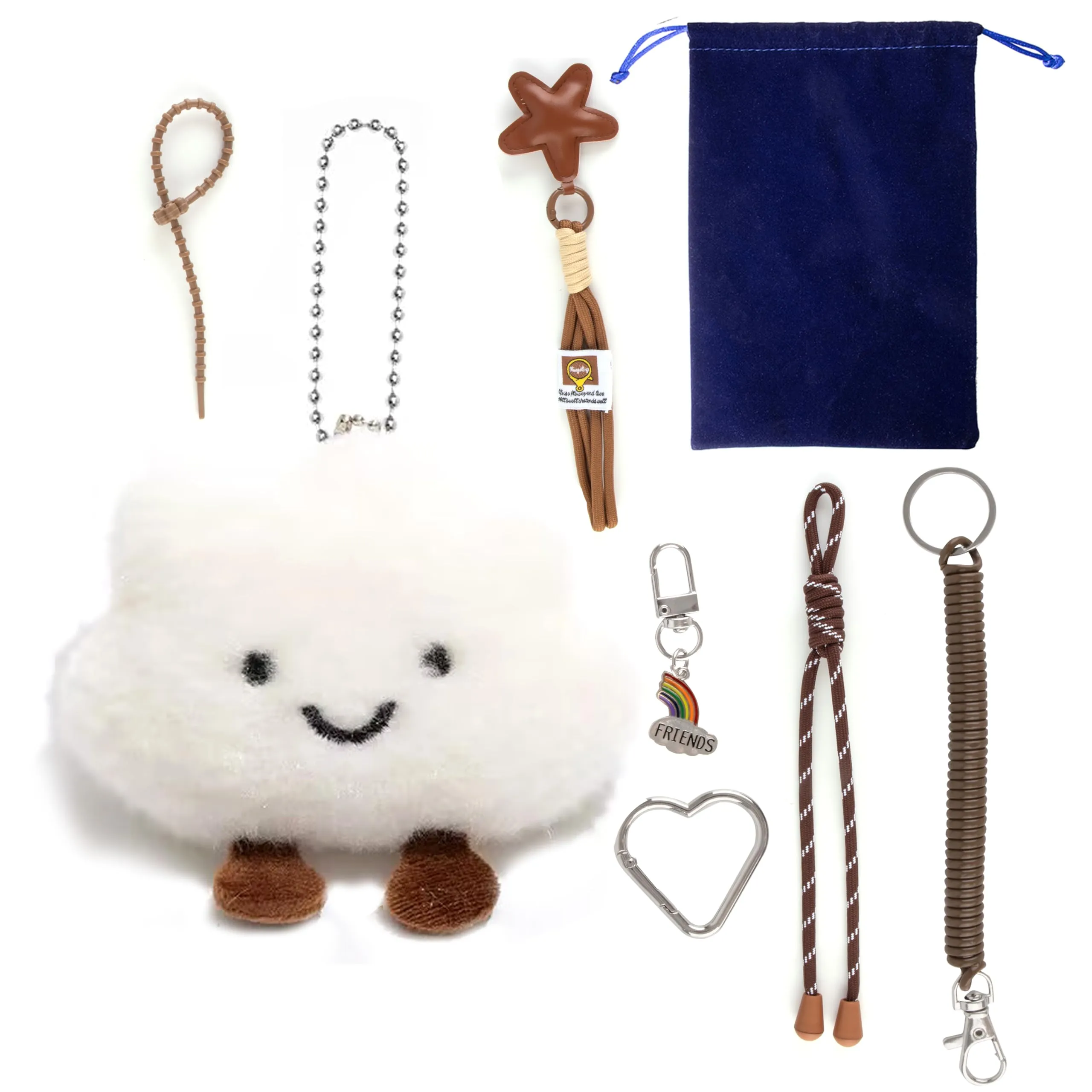 Georgie Porgy Portachiavi Borse Accessori per Donna Borsa Ciondolo Borsa Charm Zaino Scuola Borsa Sportiva Cute Keychain Regali per Ragazze (Nuvola Stella Friends) - immagine 2