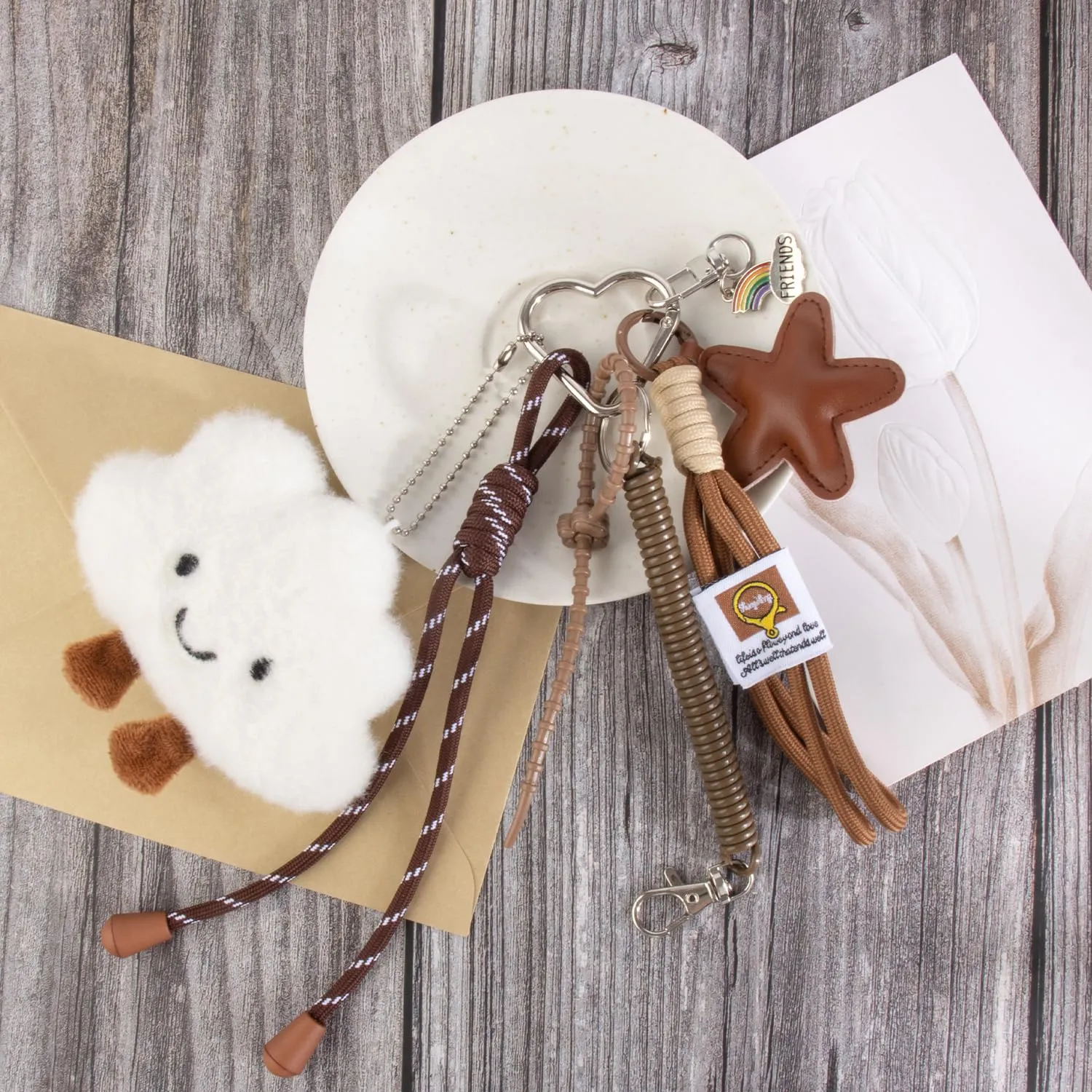 Georgie Porgy Portachiavi Borse Accessori per Donna Borsa Ciondolo Borsa Charm Zaino Scuola Borsa Sportiva Cute Keychain Regali per Ragazze (Nuvola Stella Friends) - immagine 5