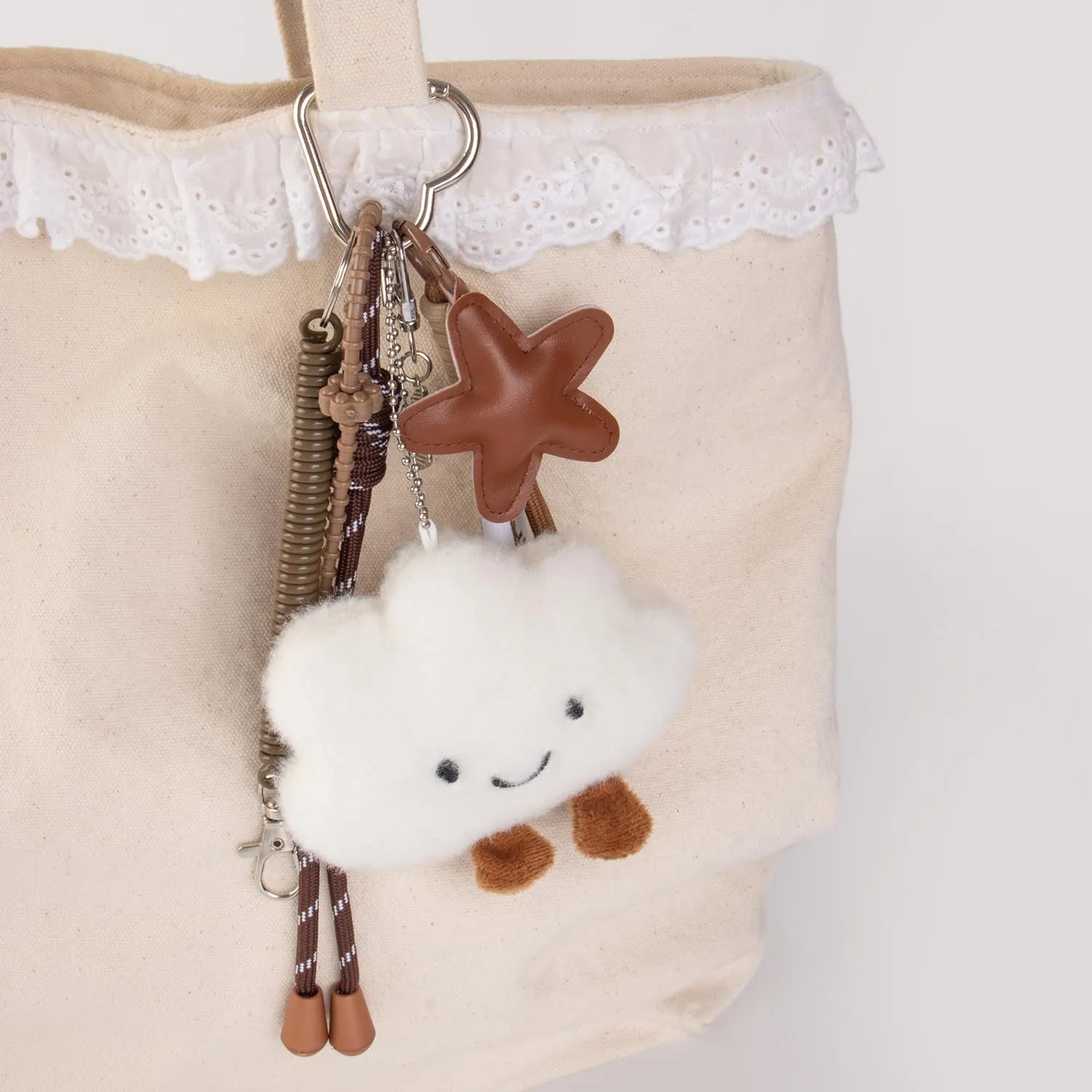 Georgie Porgy Portachiavi Borse Accessori per Donna Borsa Ciondolo Borsa Charm Zaino Scuola Borsa Sportiva Cute Keychain Regali per Ragazze (Nuvola Stella Friends) - immagine 6
