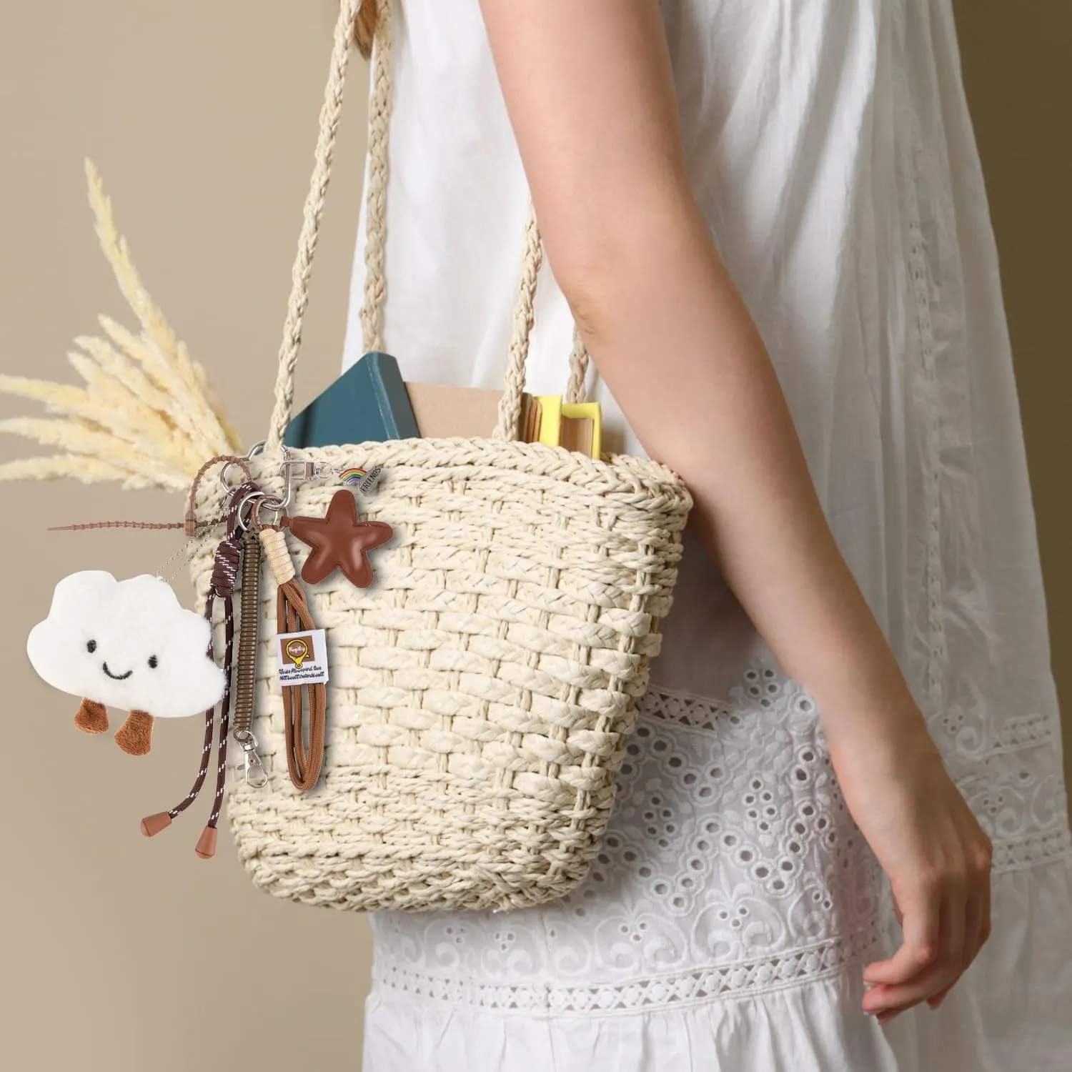 Georgie Porgy Portachiavi Borse Accessori per Donna Borsa Ciondolo Borsa Charm Zaino Scuola Borsa Sportiva Cute Keychain Regali per Ragazze (Nuvola Stella Friends) - immagine 7