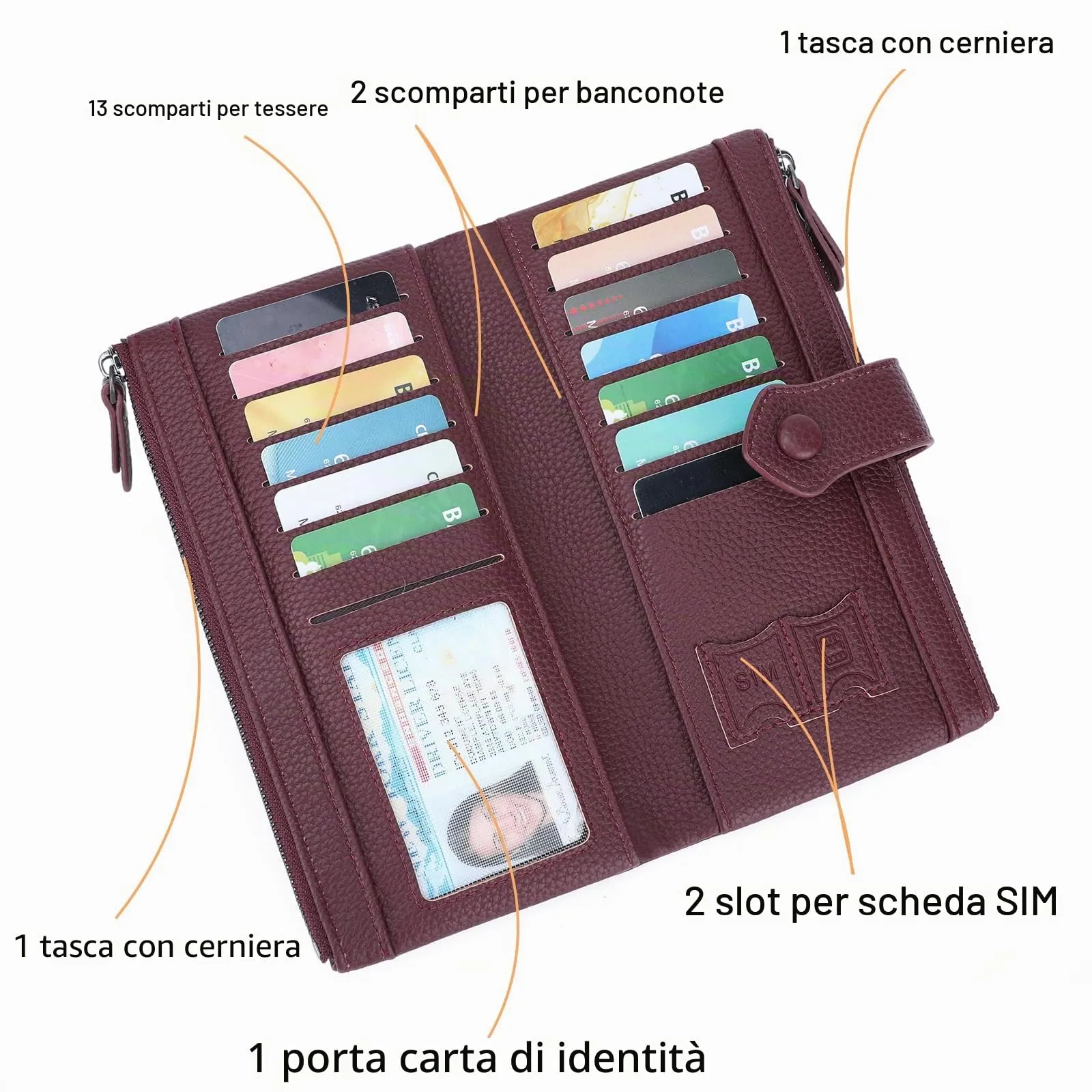 GOIACII Portafoglio da donna con blocco RFID Bifold grandi borse con slot per schede multiple - immagine 2