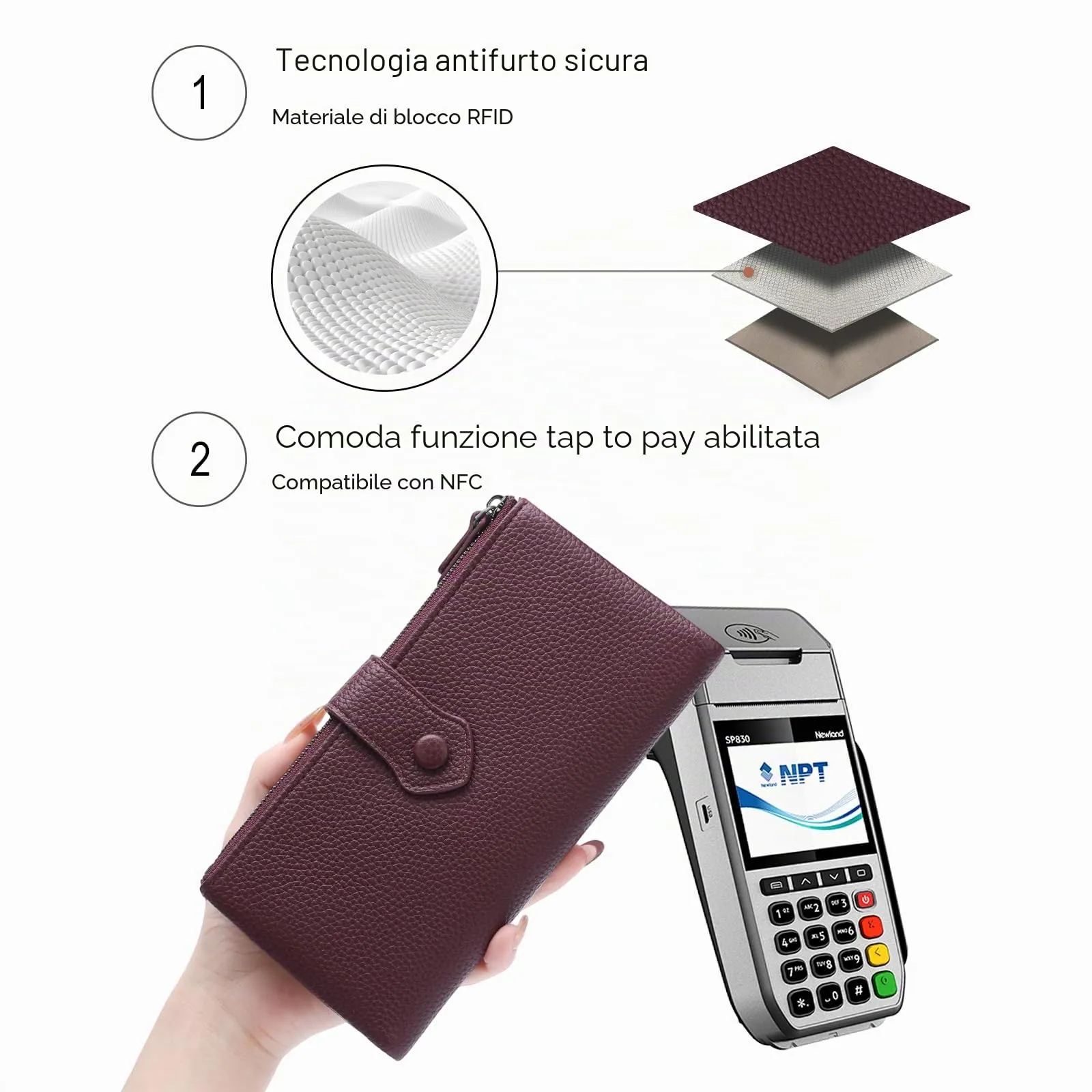 GOIACII Portafoglio da donna con blocco RFID Bifold grandi borse con slot per schede multiple - immagine 4