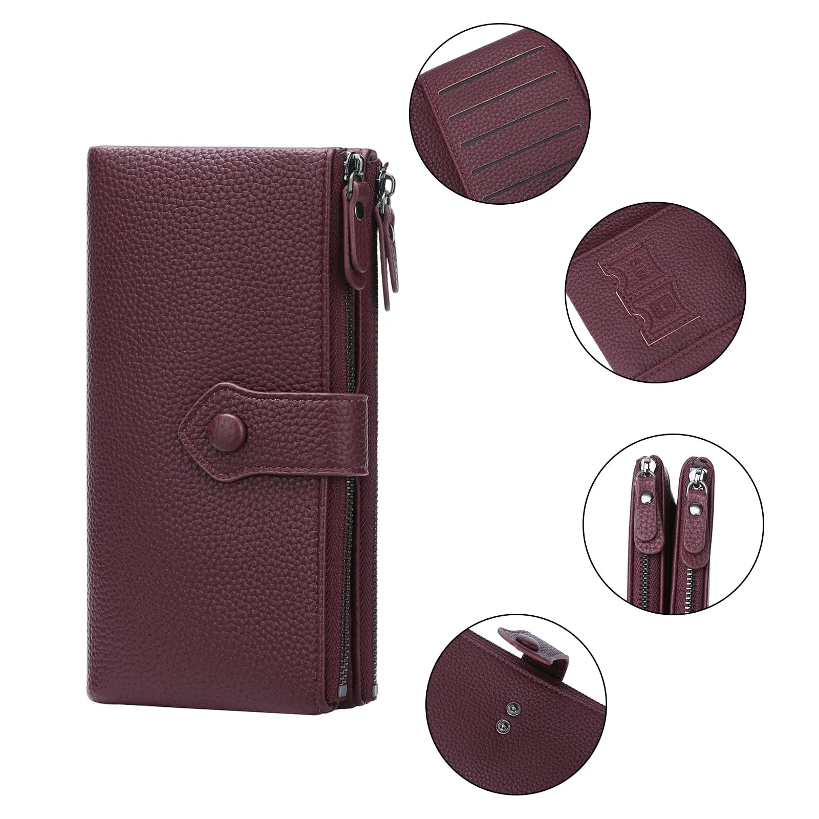 GOIACII Portafoglio da donna con blocco RFID Bifold grandi borse con slot per schede multiple - immagine 5