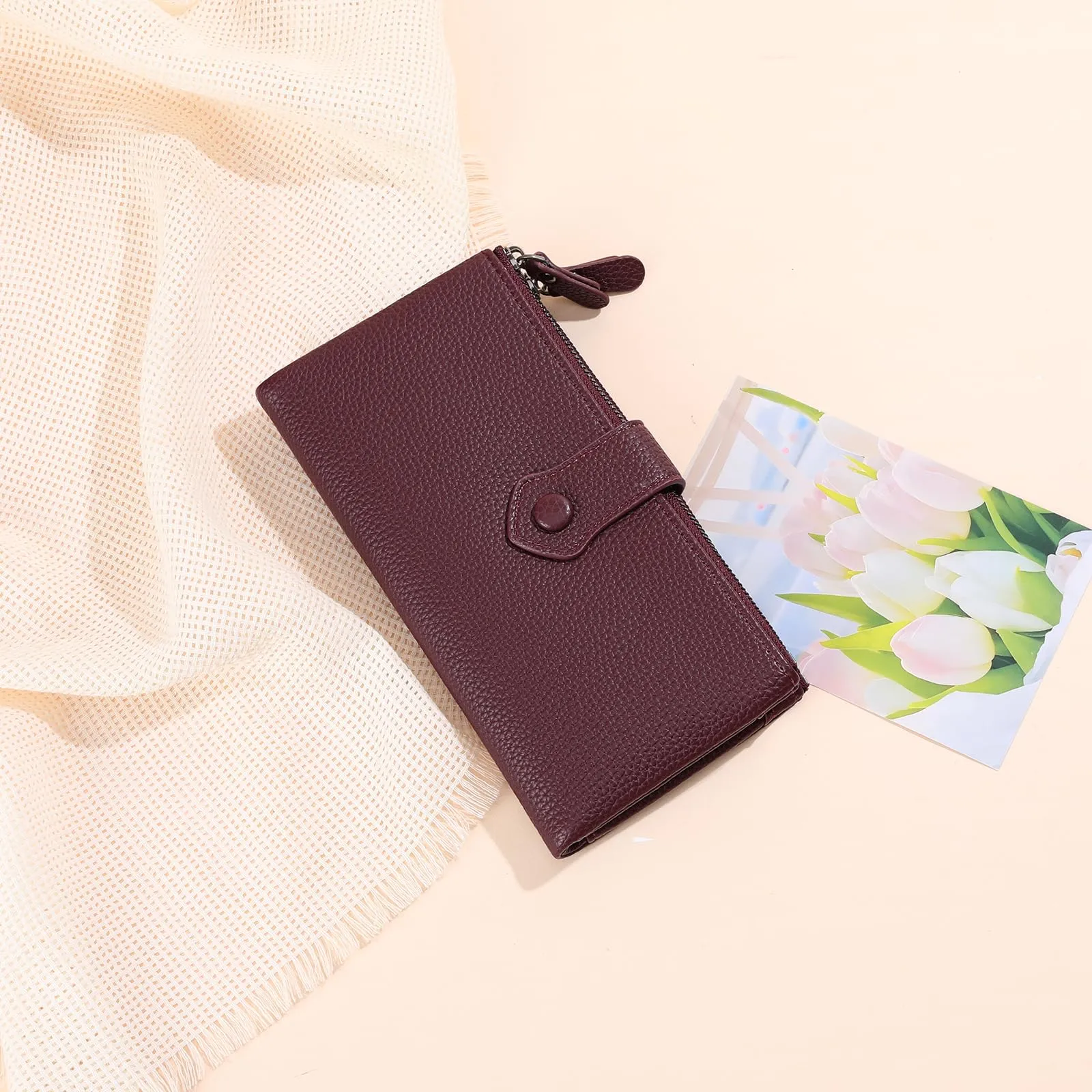 GOIACII Portafoglio da donna con blocco RFID Bifold grandi borse con slot per schede multiple - immagine 6